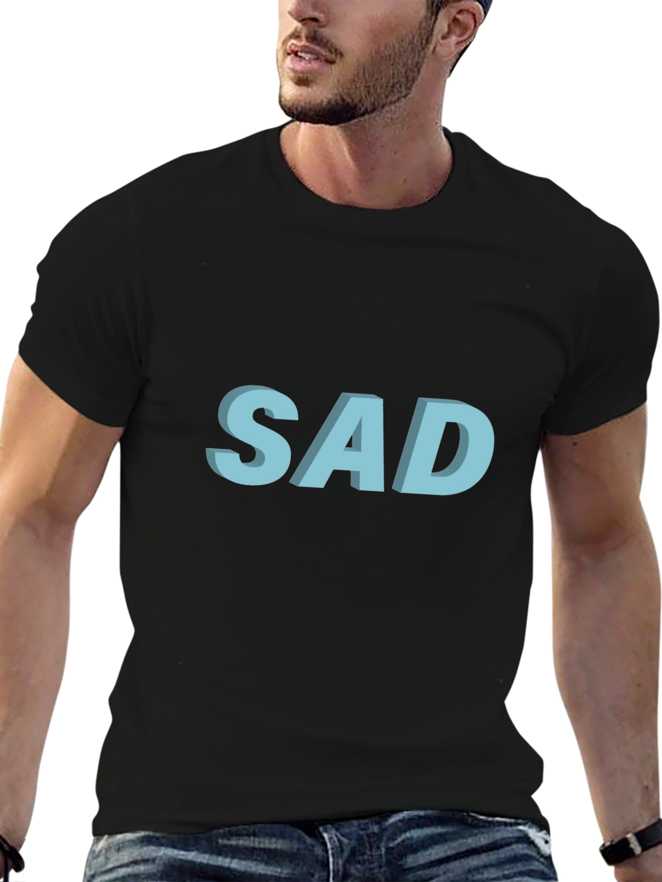 SAD Graphic T-Shirt - Black Cotton Blend