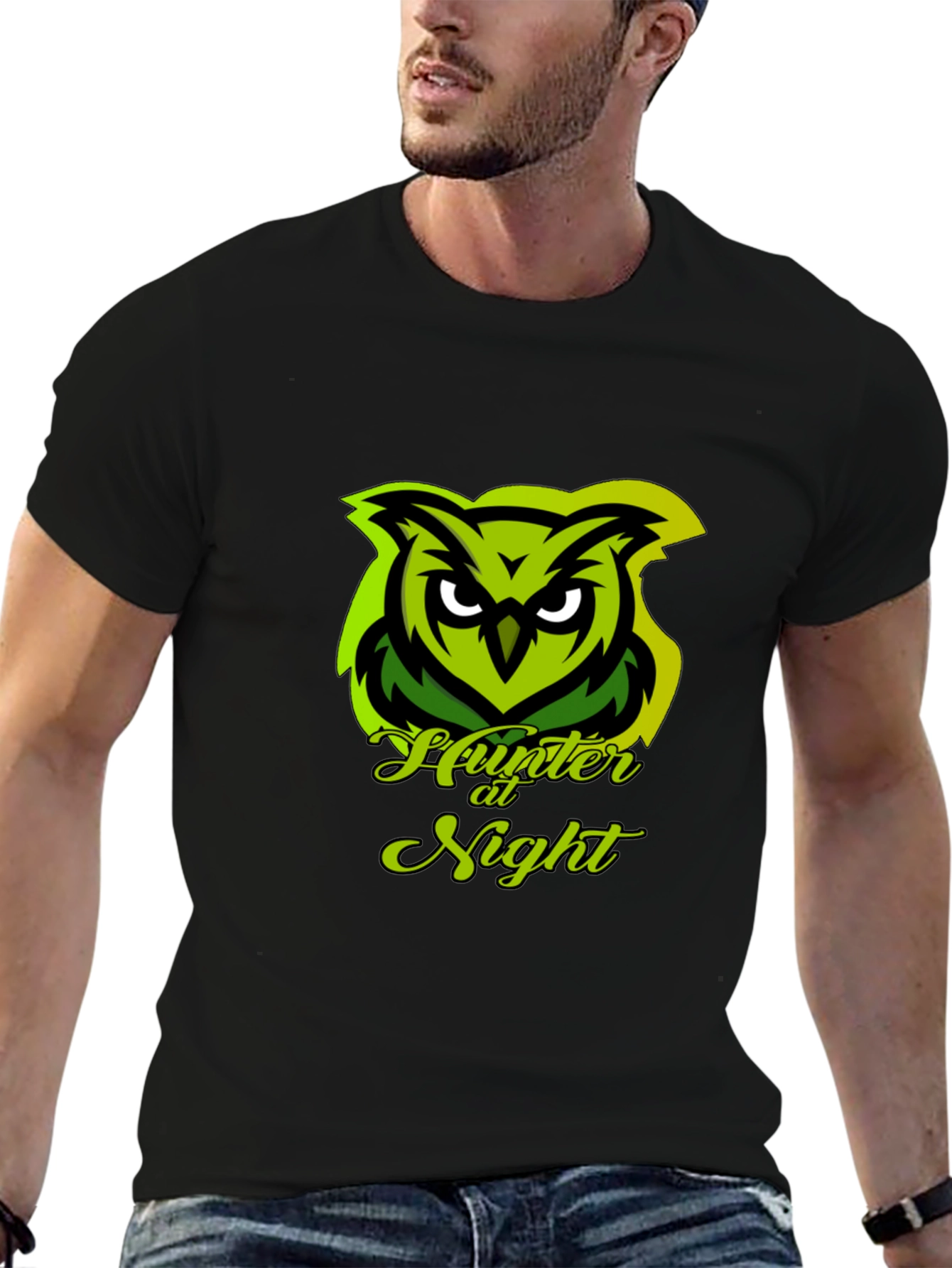 Hunter at Night Owl Graphic Tee - Black Cotton