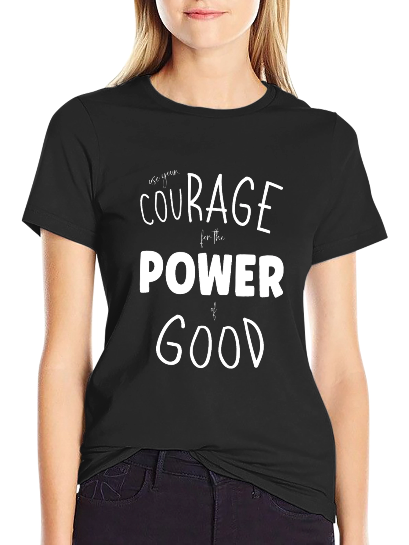Courage Power Good Graphic T-Shirt - Black