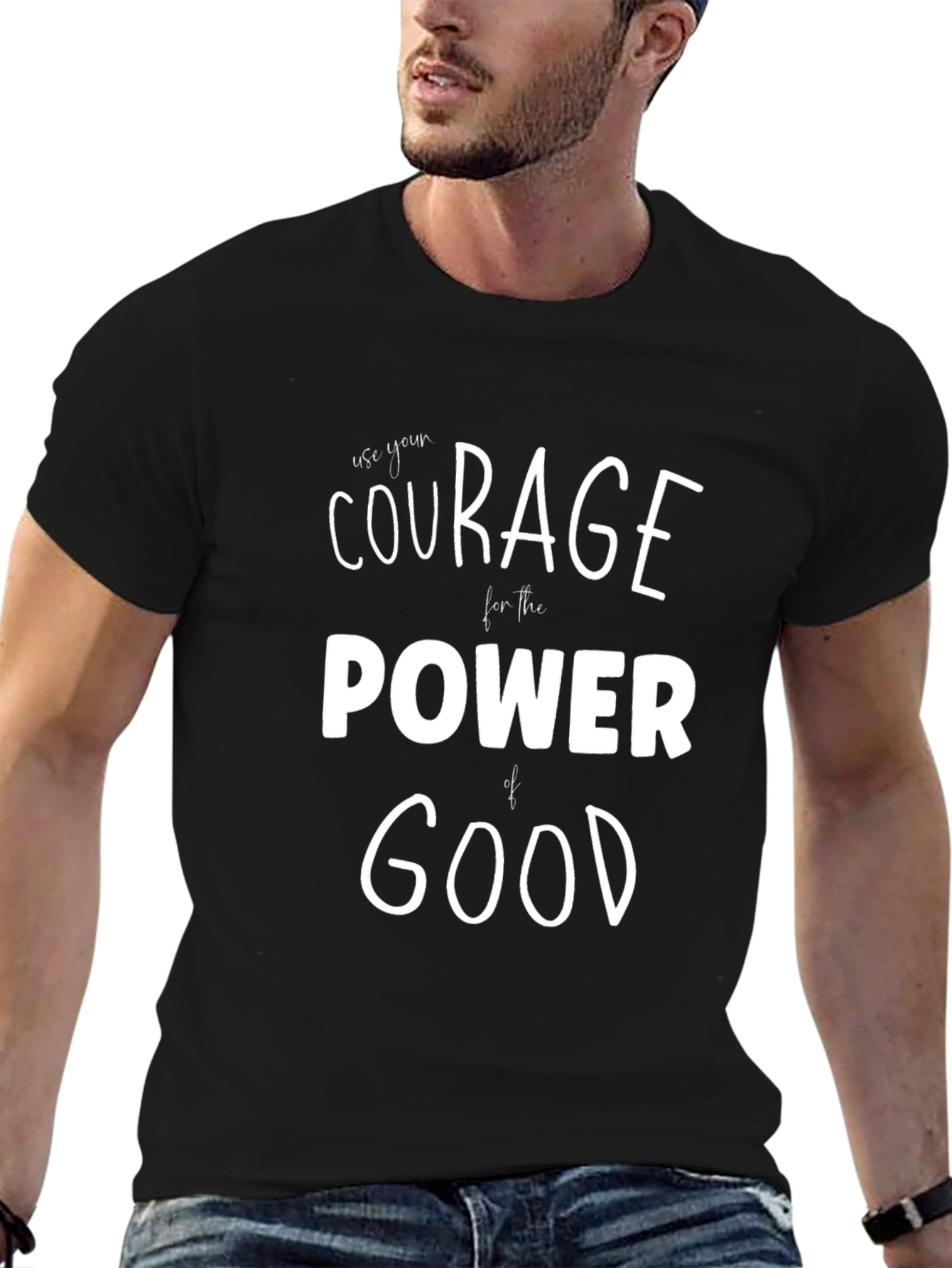 Courage Power Good Graphic T-Shirt - Black