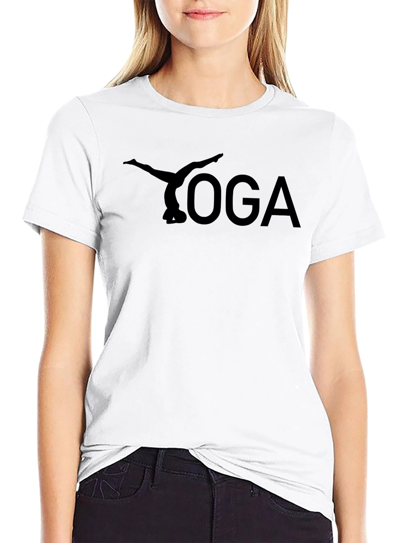 Yoga Pose Graphic Tee - Black Cotton Comfort