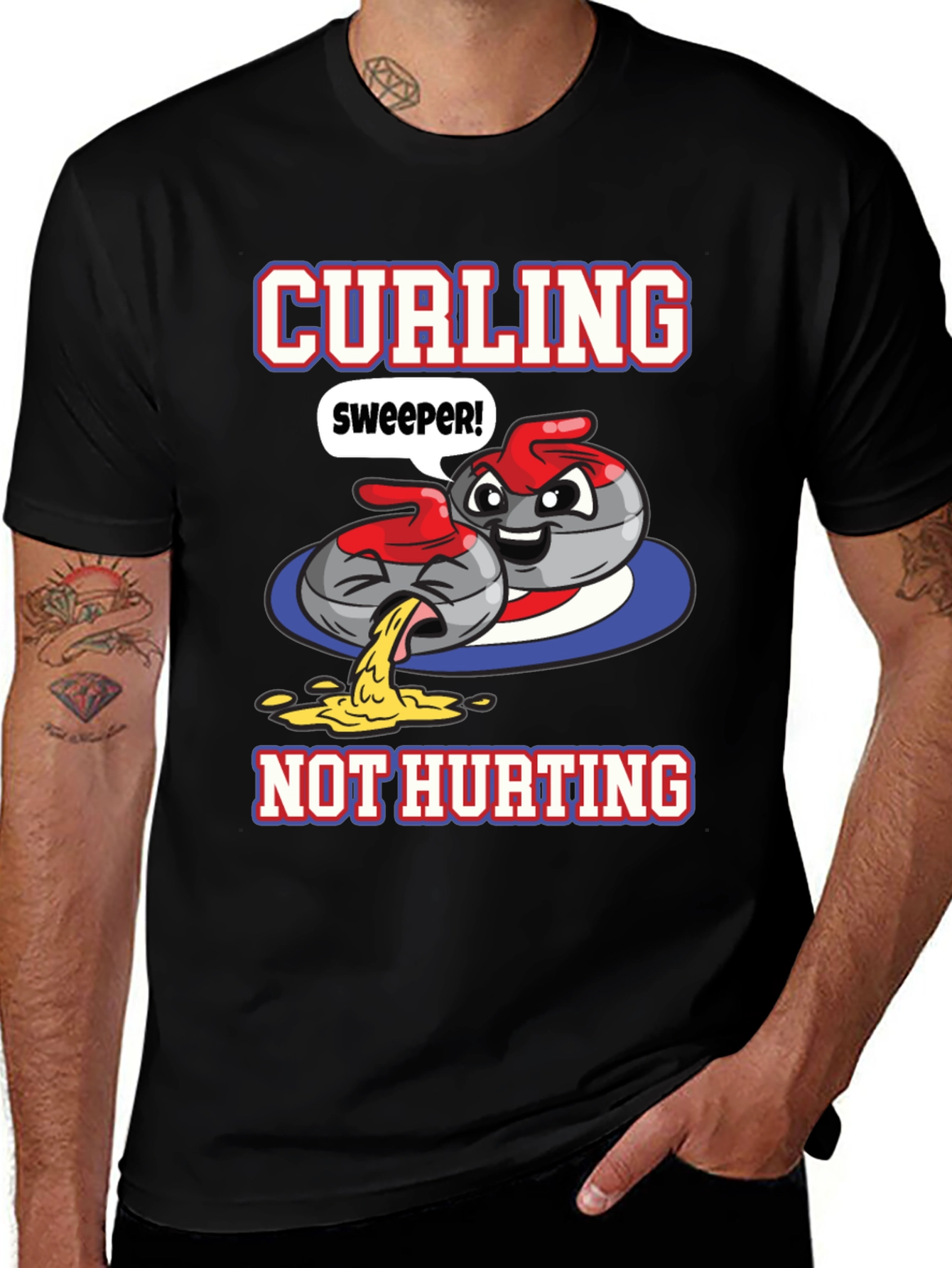 Funny Curling T-Shirt - Sweeper Not Hurting!