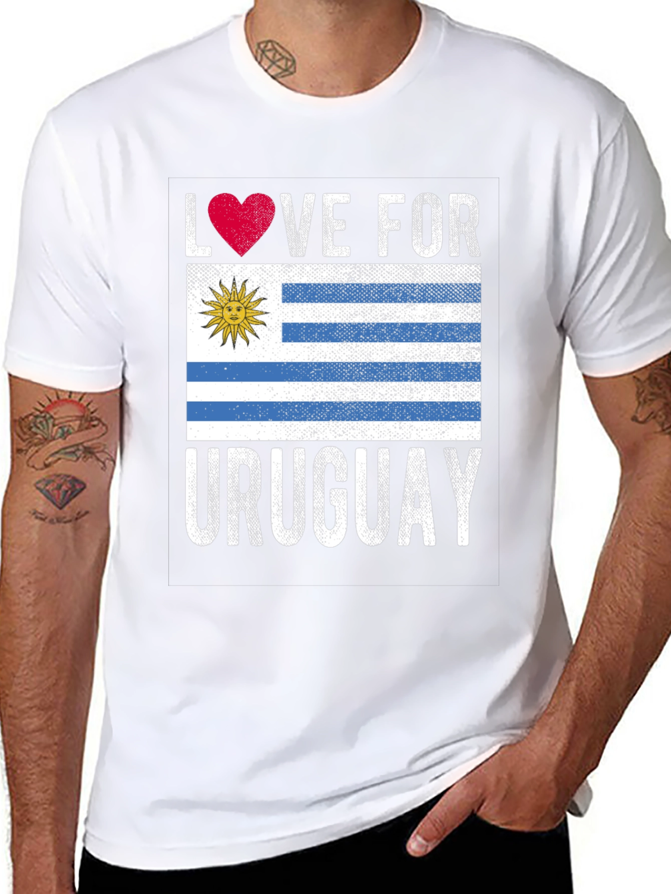 Love for Uruguay Flag Graphic T-Shirt