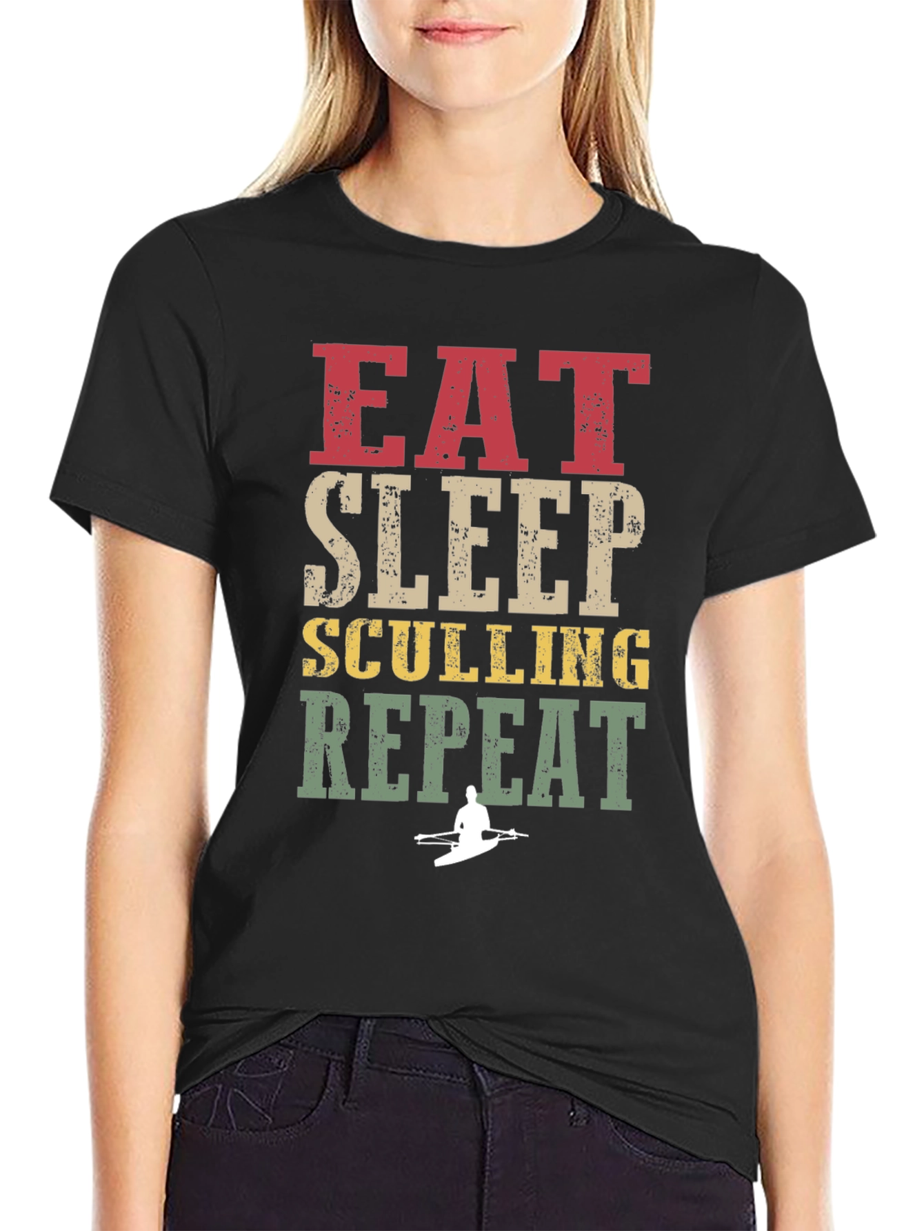 Eat Sleep Sculling Repeat Graphic Tee