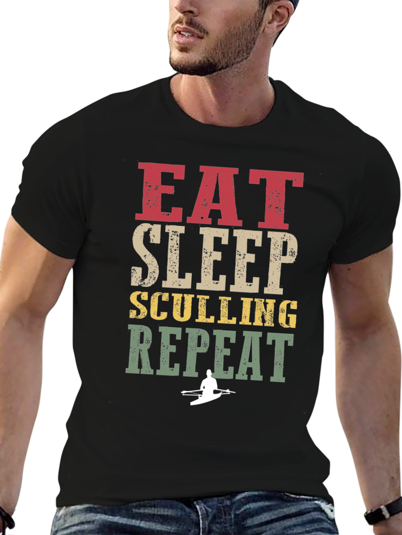 Eat Sleep Sculling Repeat Graphic Tee