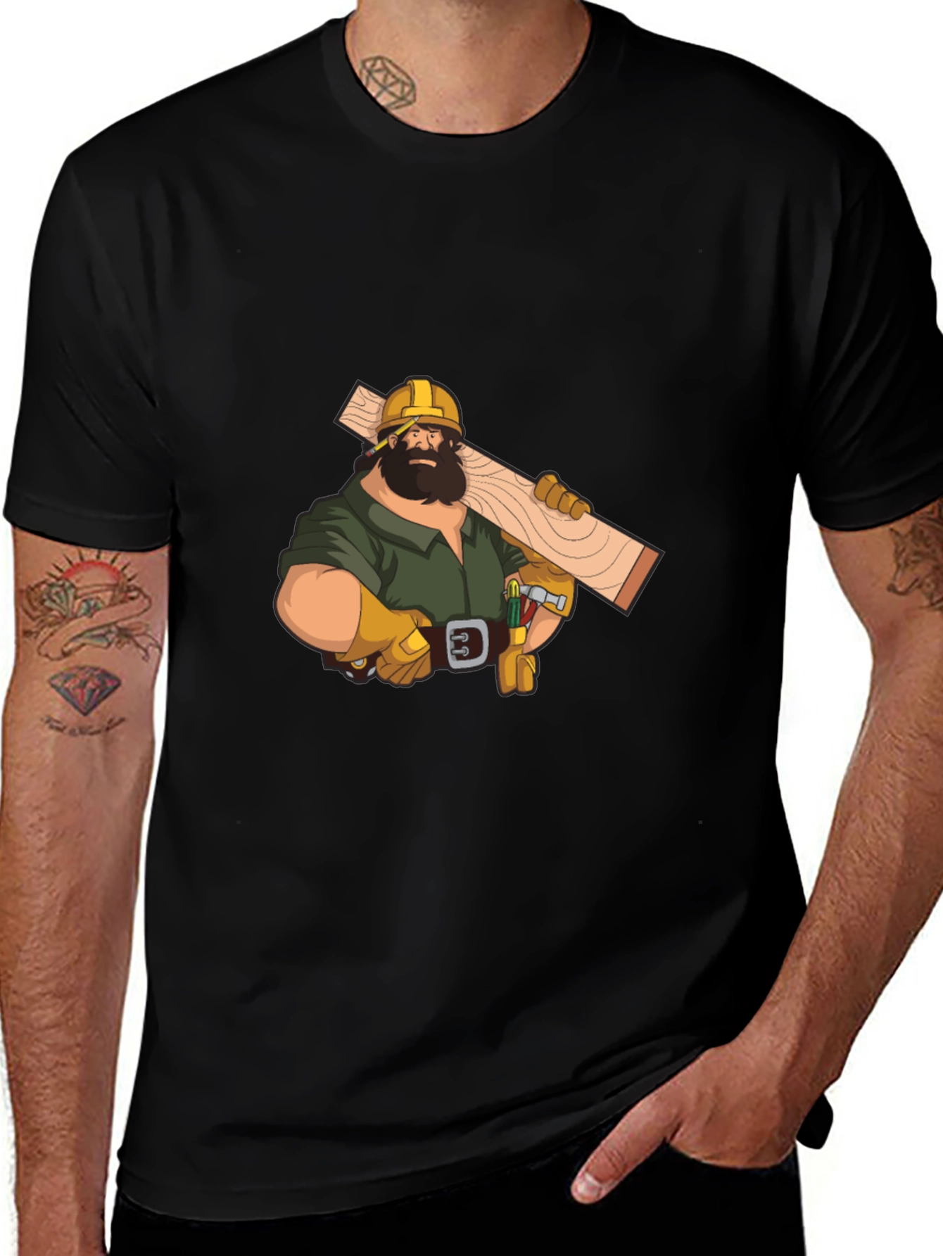 Carpenter Graphic Tee - Black Crew Neck T-Shirt