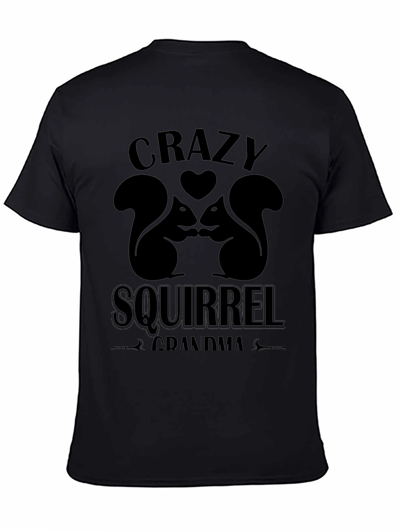 Crazy Squirrel Grandma Black T-Shirt