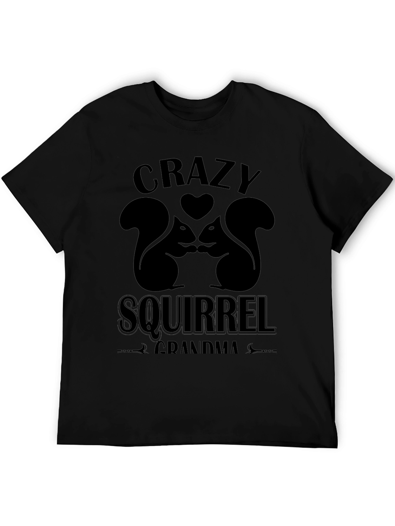 Crazy Squirrel Grandma Black T-Shirt