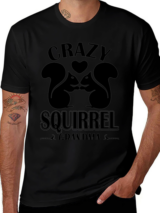 Crazy Squirrel Grandma Black T-Shirt