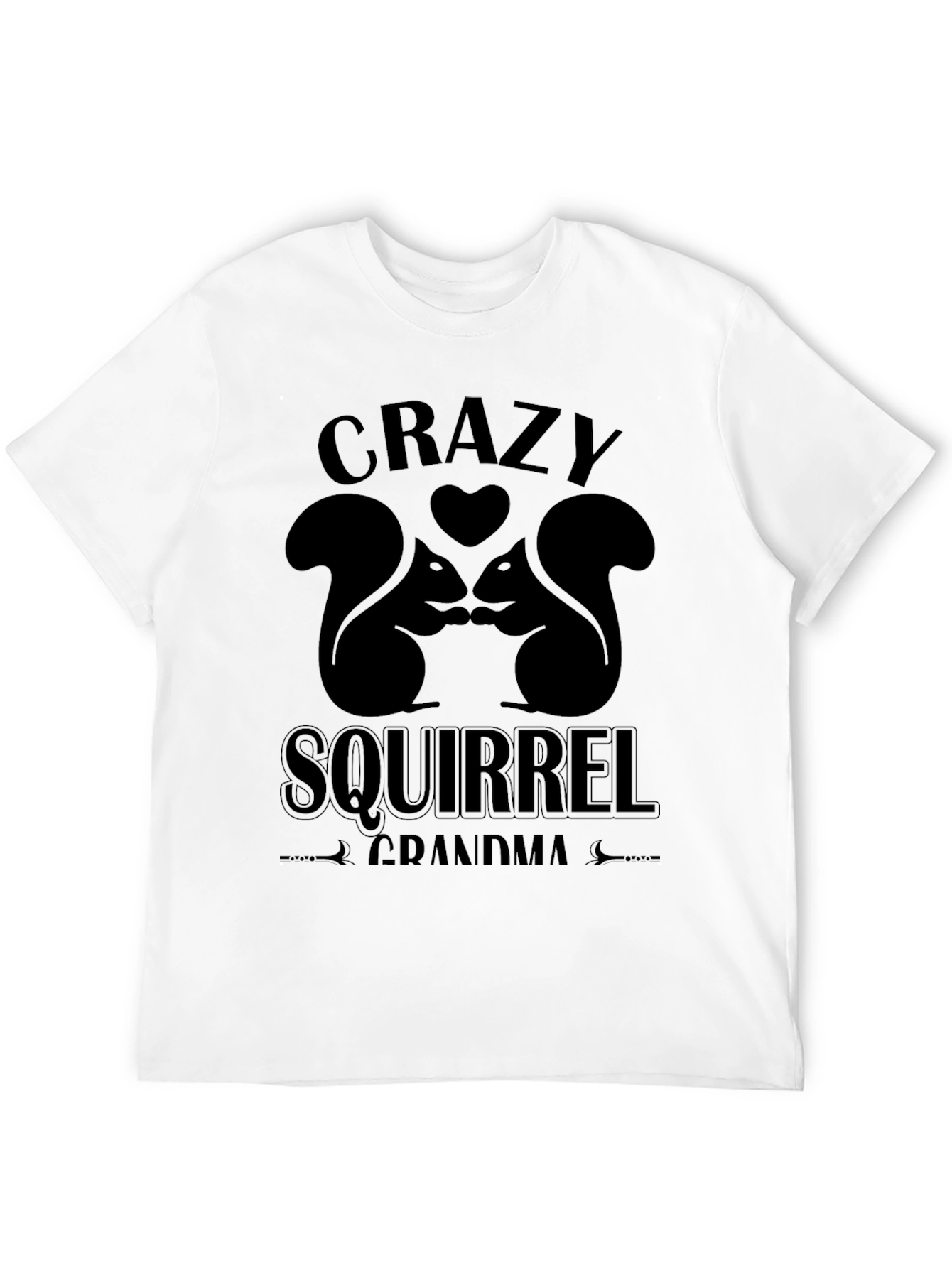 Crazy Squirrel Grandma Black T-Shirt