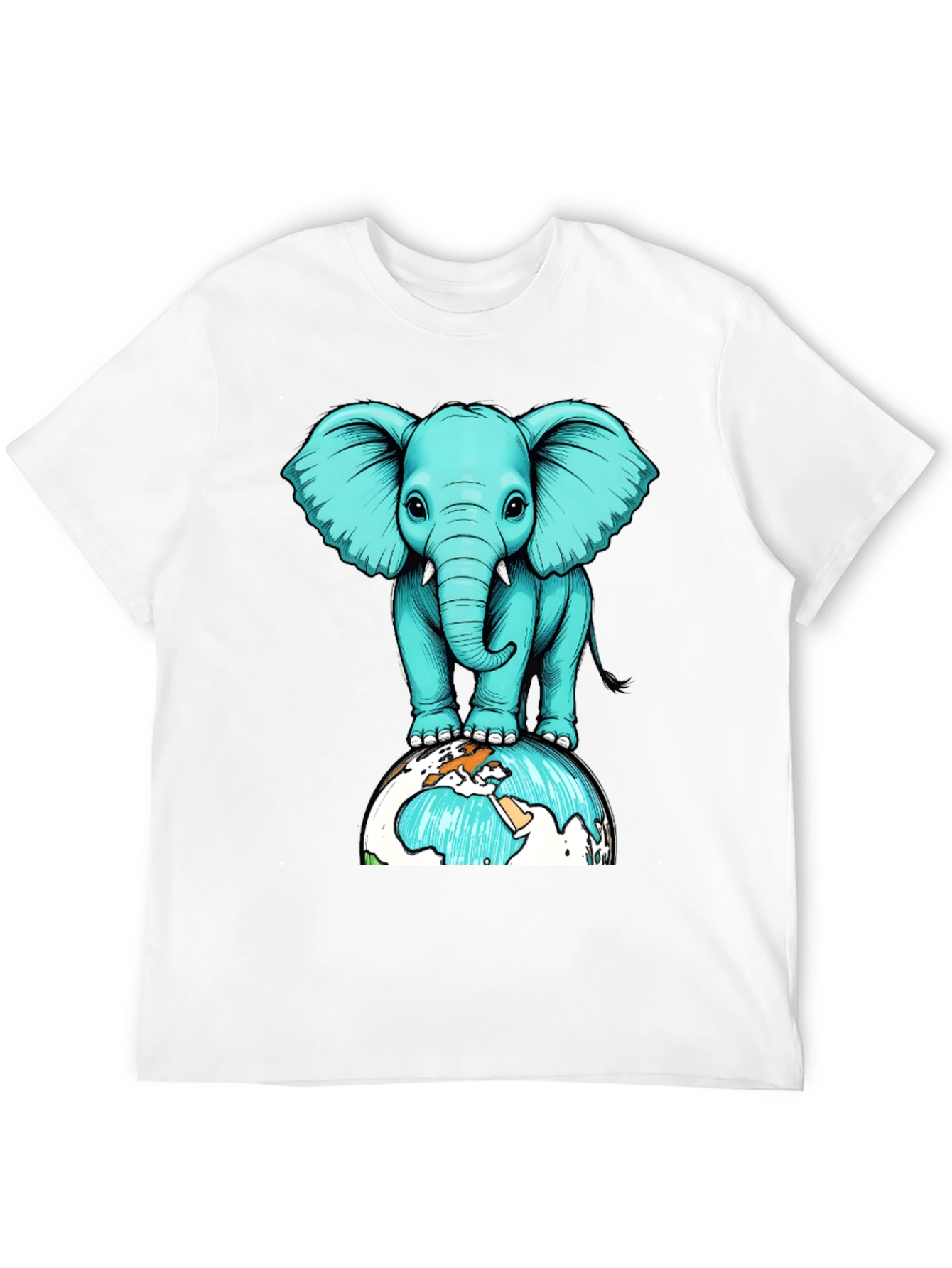Elephant on Globe Graphic Tee - Black