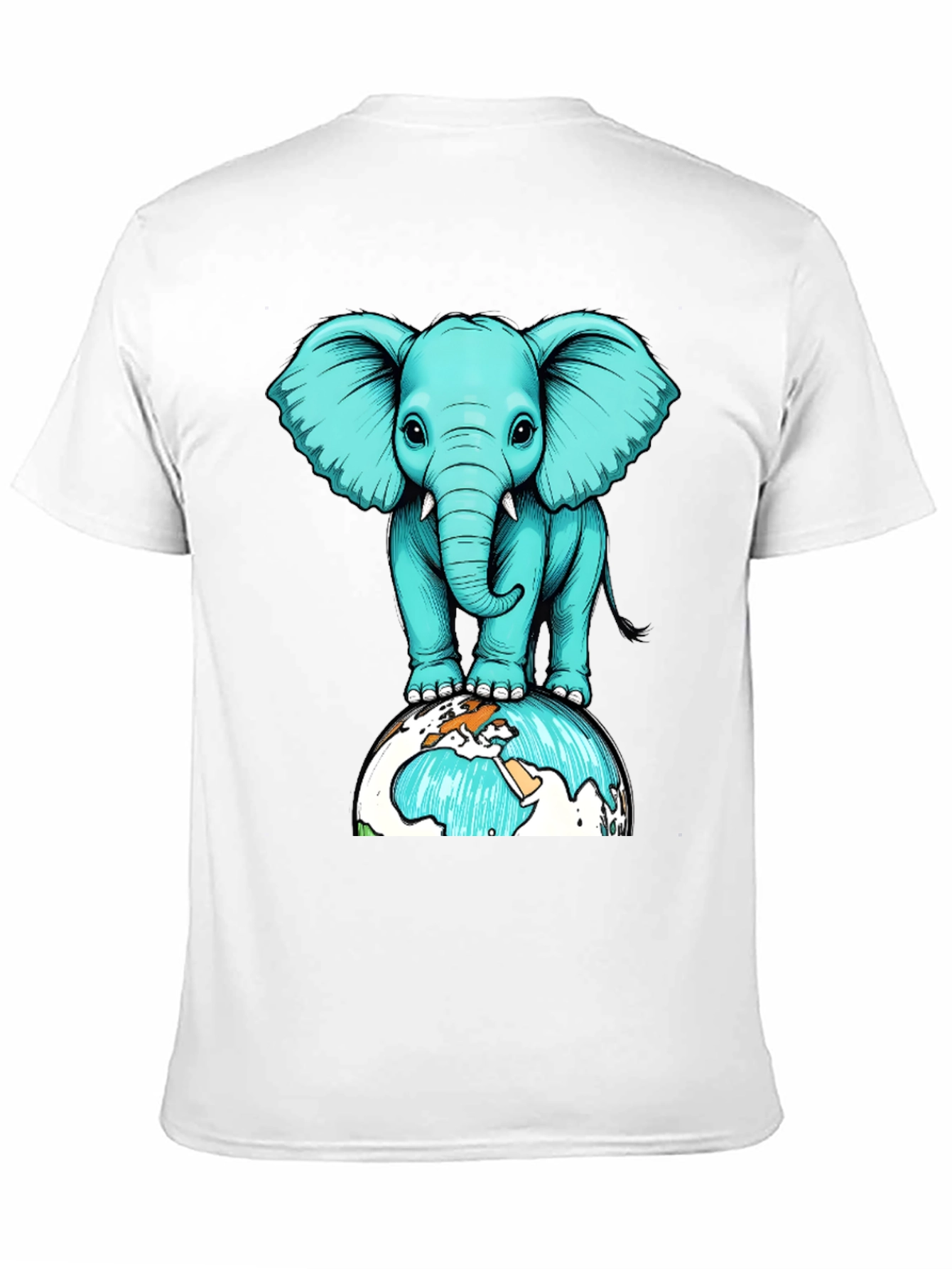 Elephant on Globe Graphic Tee - Black