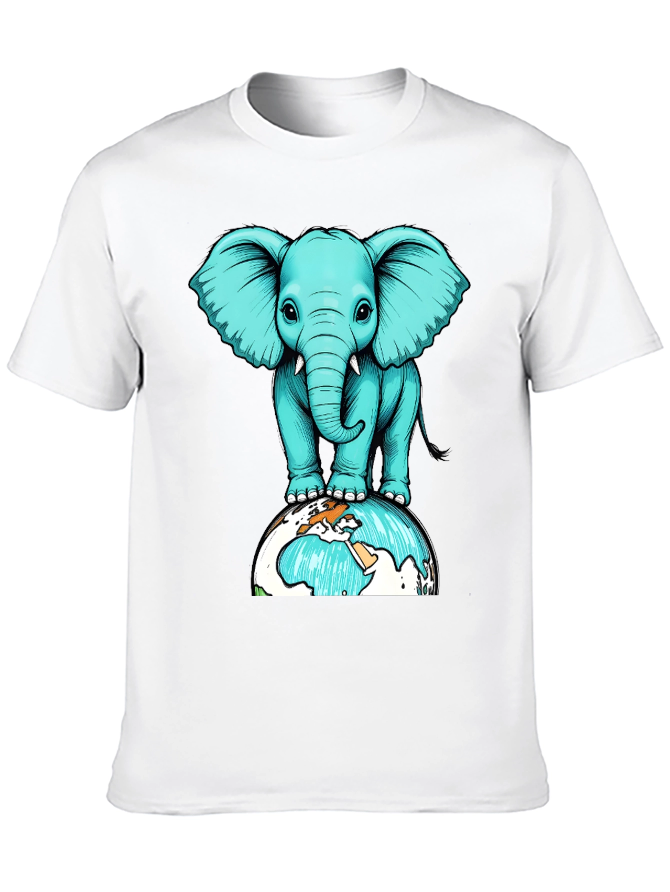 Elephant on Globe Graphic Tee - Black