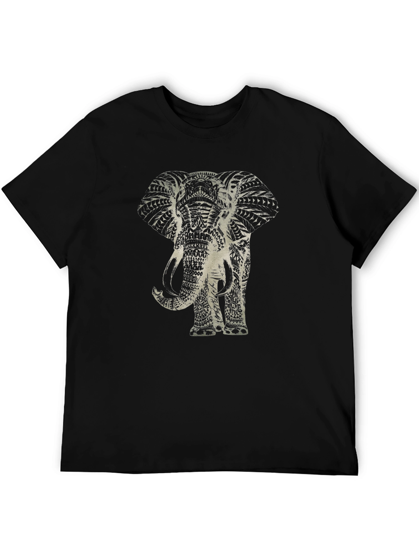 Elephant Graphic Print Black T-Shirt