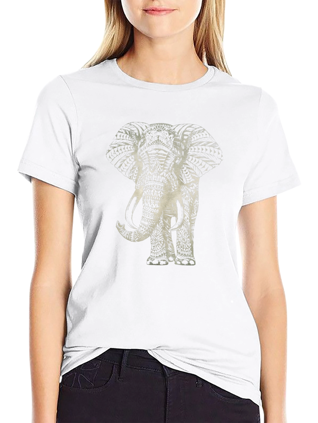 Elephant Graphic Print Black T-Shirt