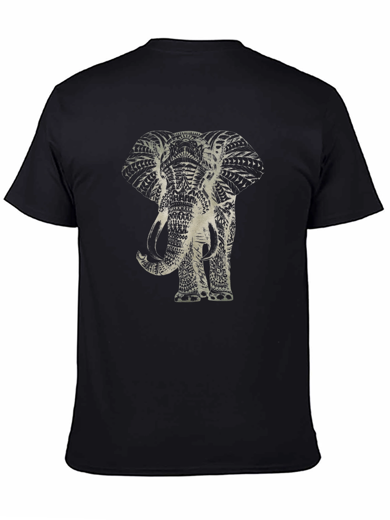 Elephant Graphic Print Black T-Shirt