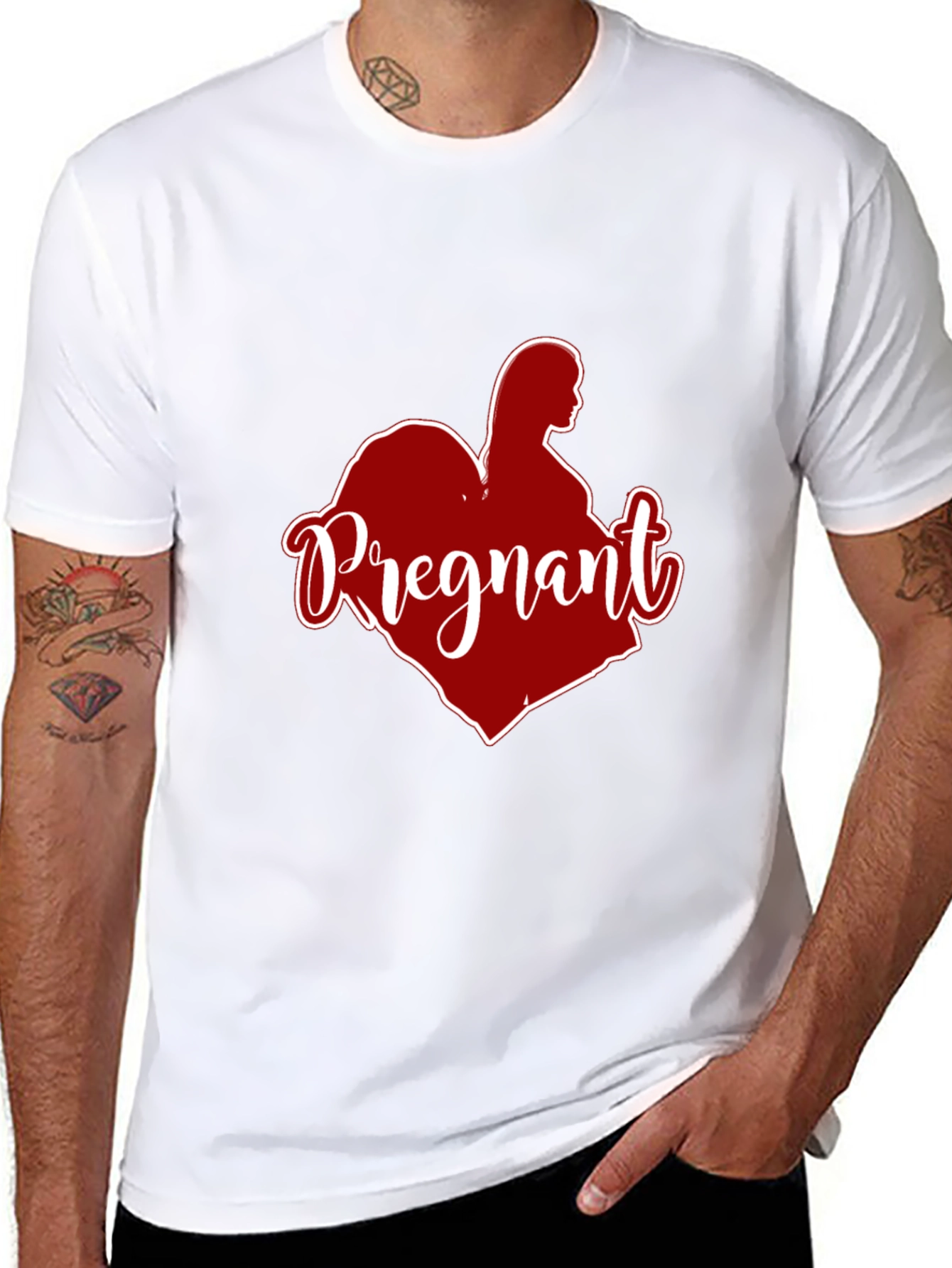 Pregnant Heart Graphic Tee - Black