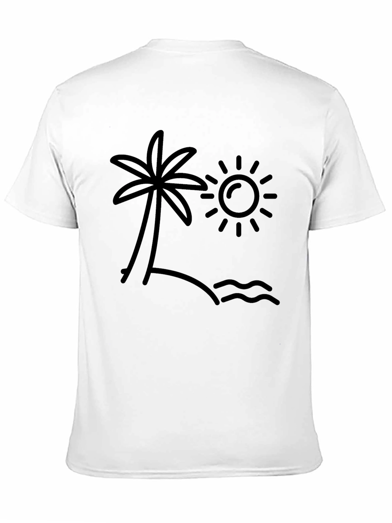 Tropical Beach Graphic Tee - Black