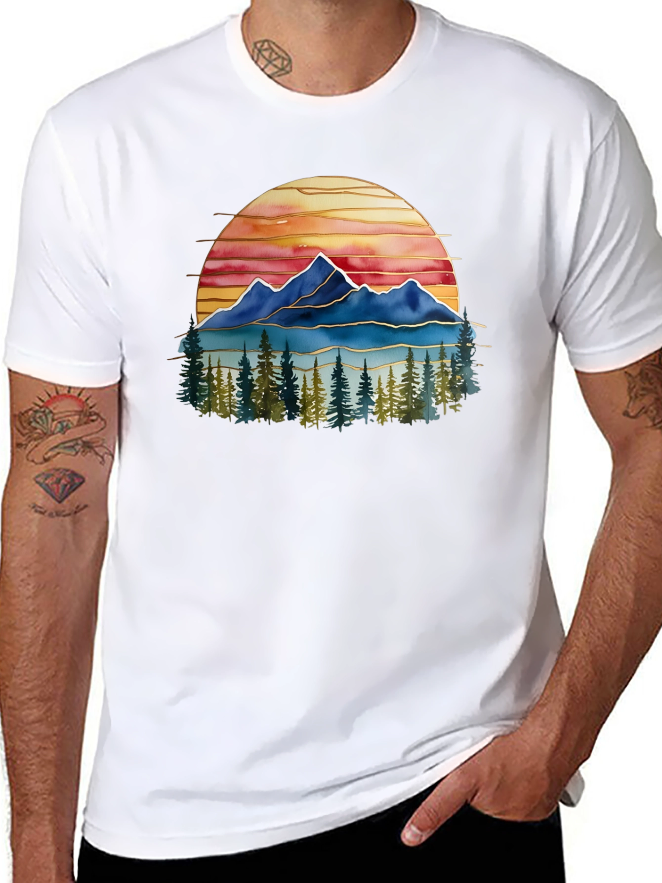Mountain Sunset Graphic Tee - Nature Lovers T-Shirt