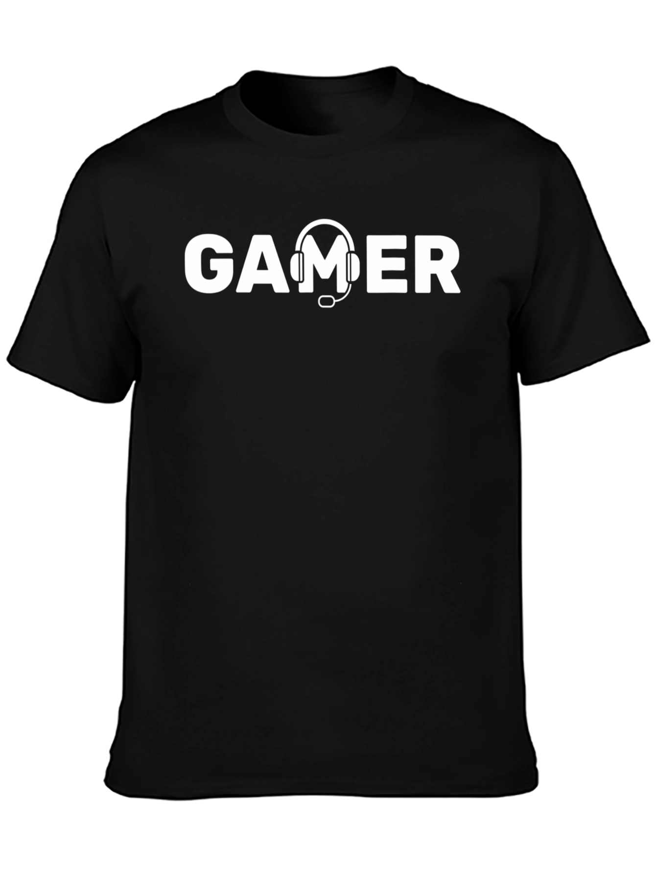 Gamer Headset Graphic Tee - Black Cotton T-Shirt