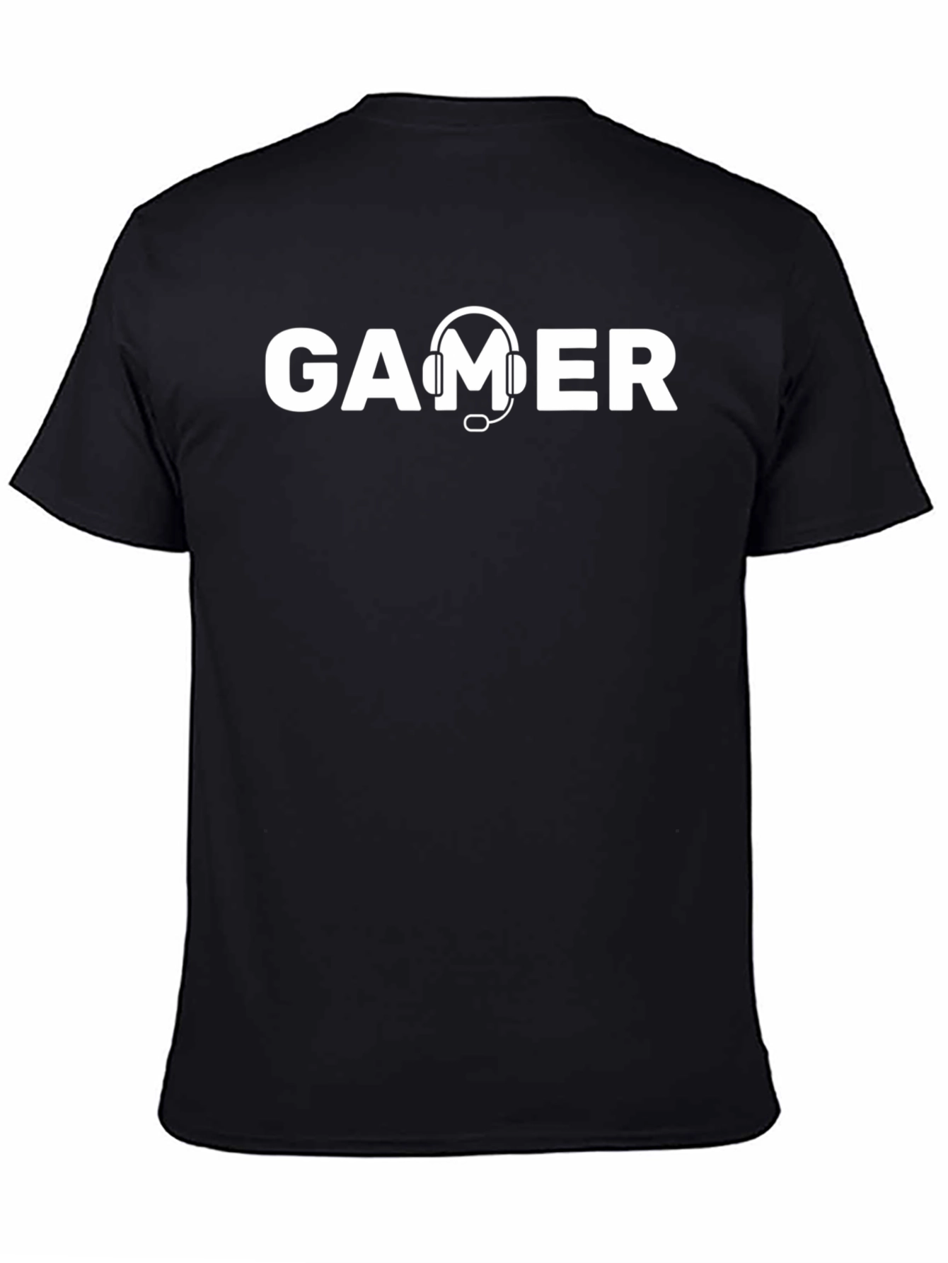 Gamer Headset Graphic Tee - Black Cotton T-Shirt