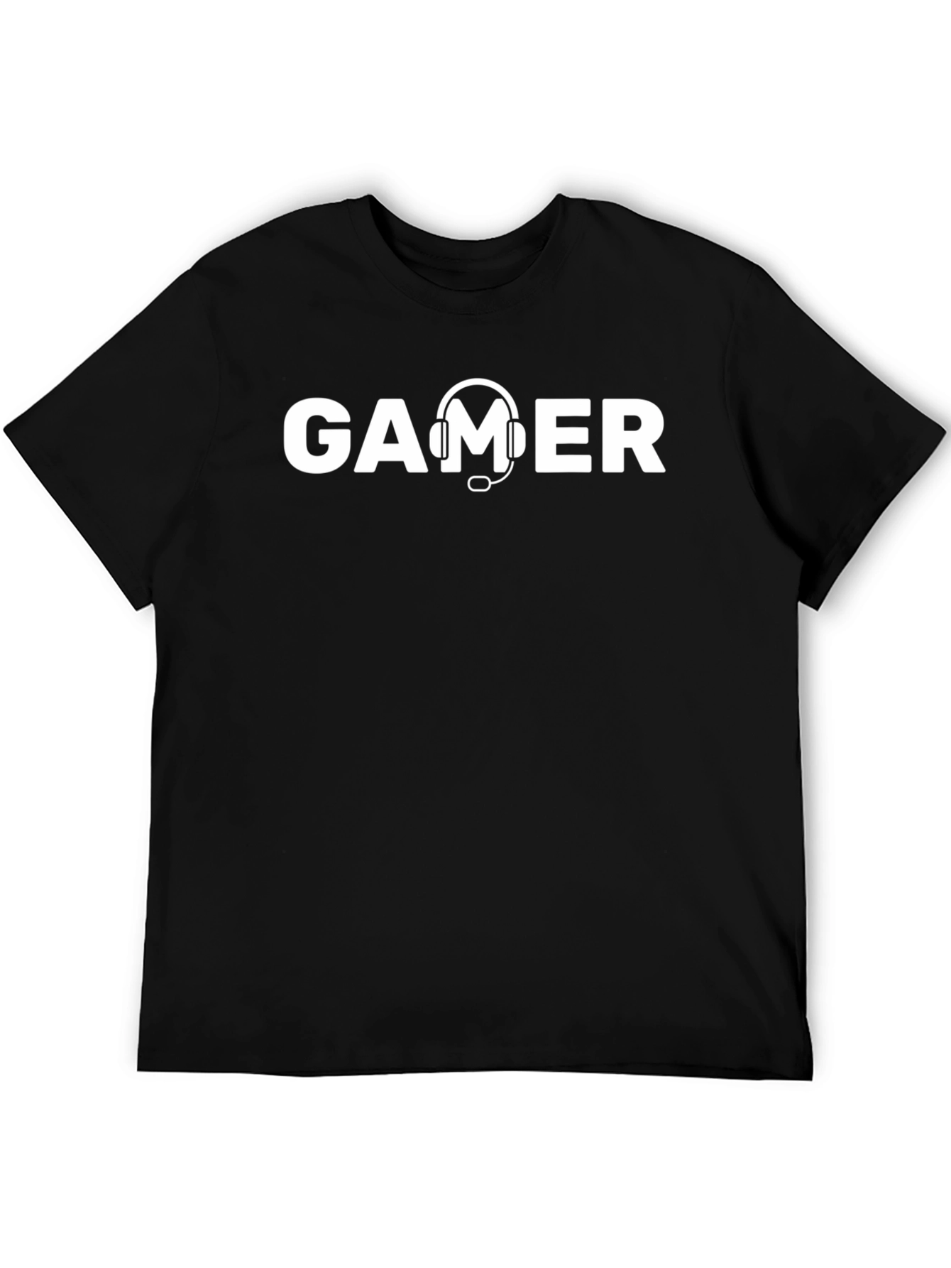 Gamer Headset Graphic Tee - Black Cotton T-Shirt