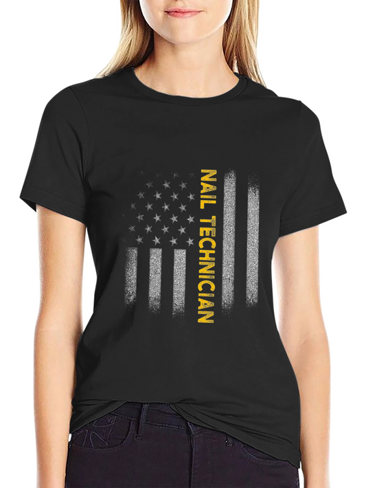 Nail Technician American Flag T-Shirt