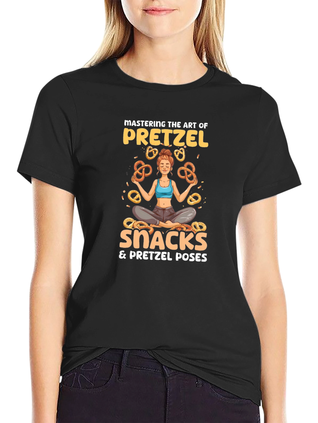 Pretzel Lover T-Shirt - Snacks & Yoga Poses