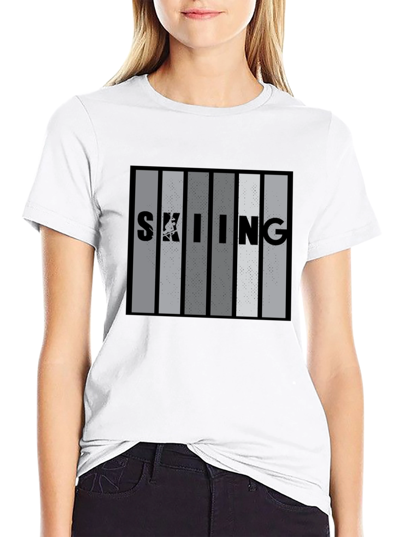 Skiing Stripe Graphic T-Shirt - Stylish Mens Tee