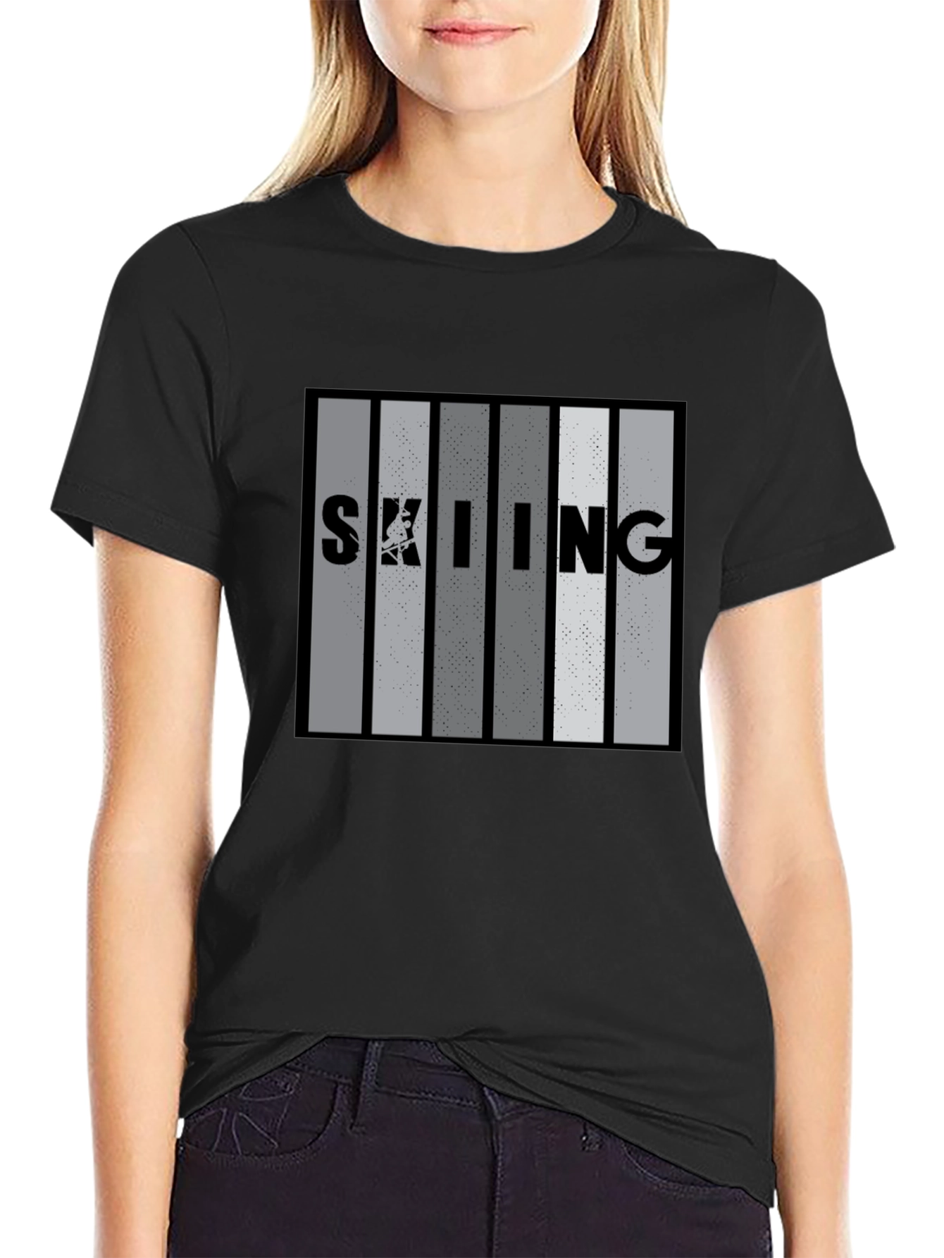 Skiing Stripe Graphic T-Shirt - Stylish Mens Tee