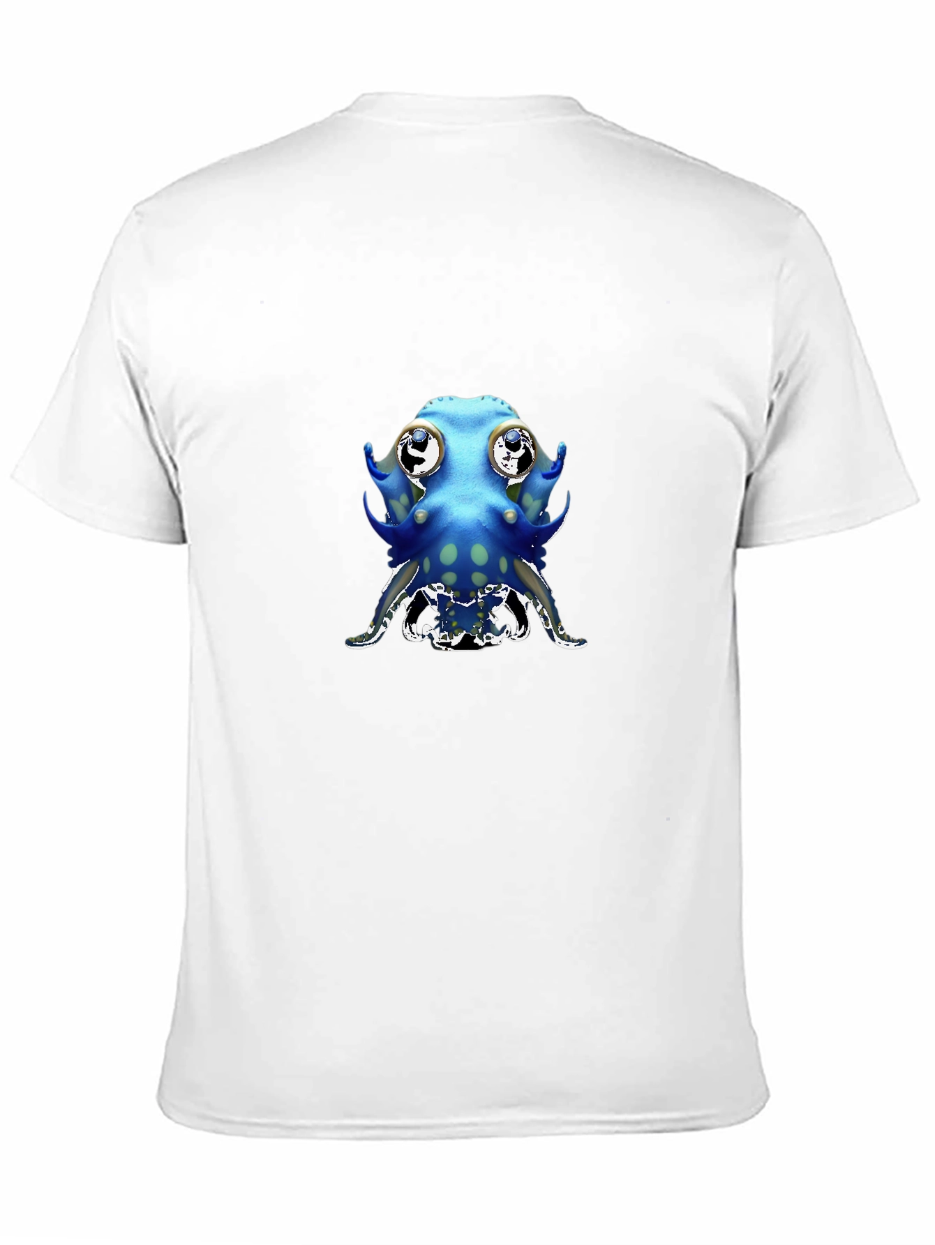 Cartoon Octopus Graphic Tee - Black Cotton Blend