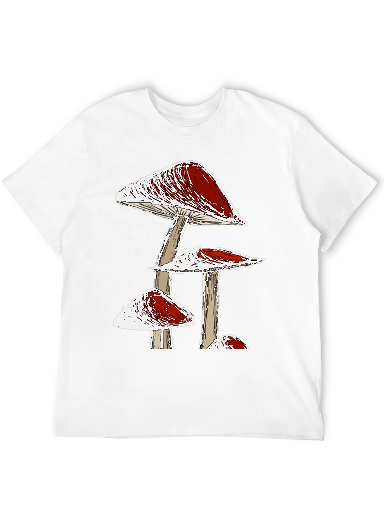 Funky Mushroom Graphic Tee - Black Cotton T-Shirt