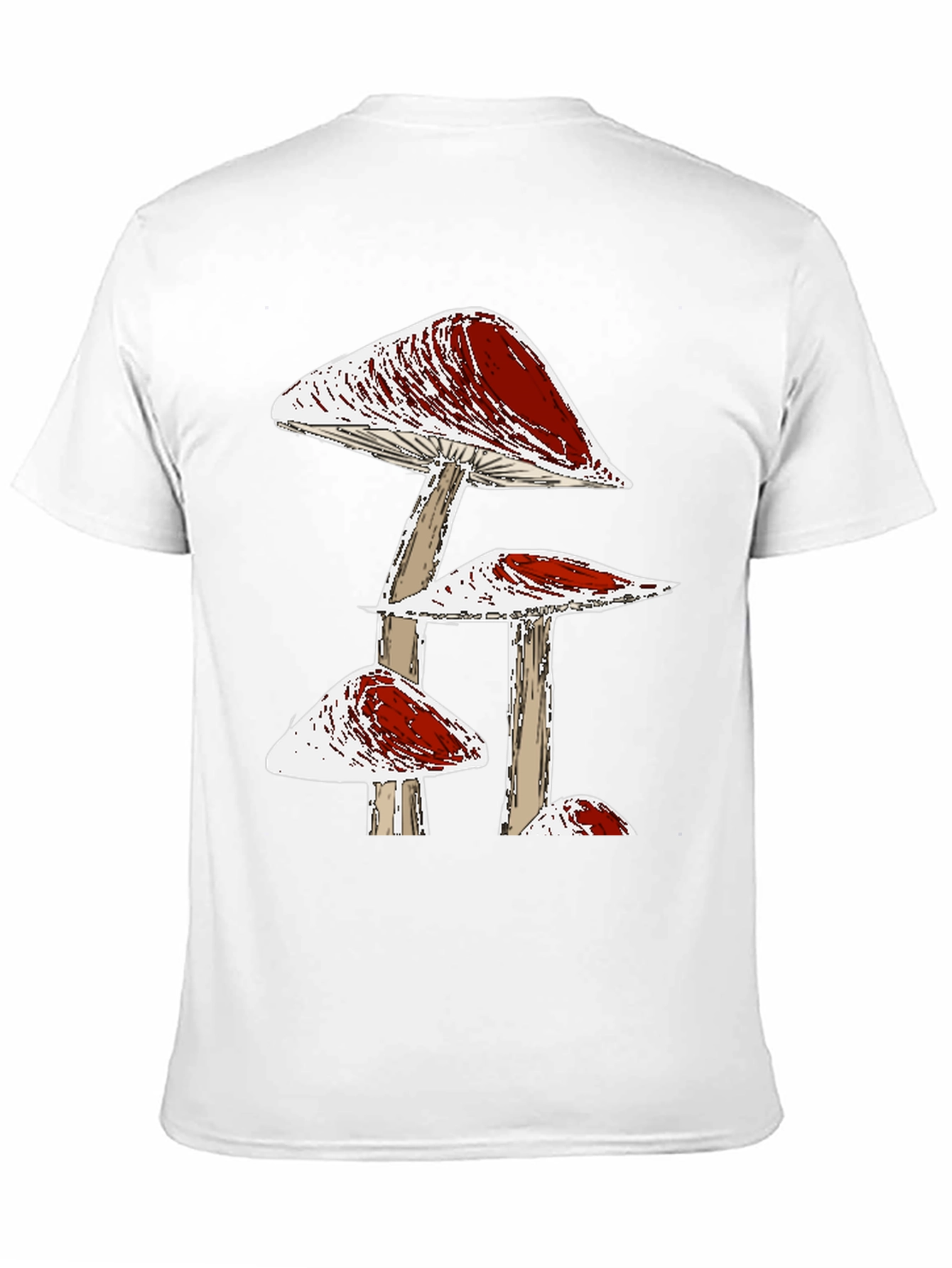 Funky Mushroom Graphic Tee - Black Cotton T-Shirt