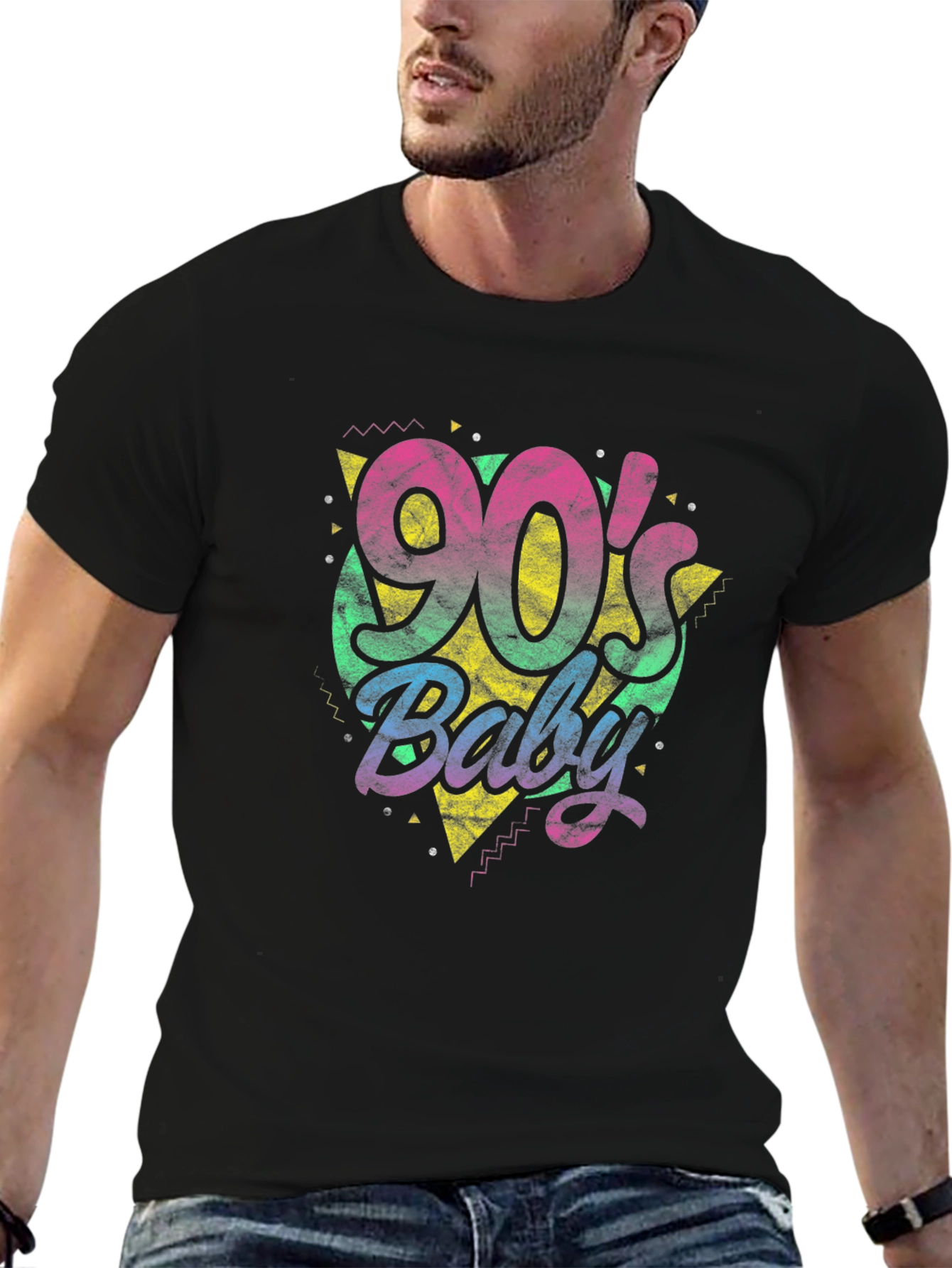 90s Baby Graphic Tee - Retro Style Black T-Shirt