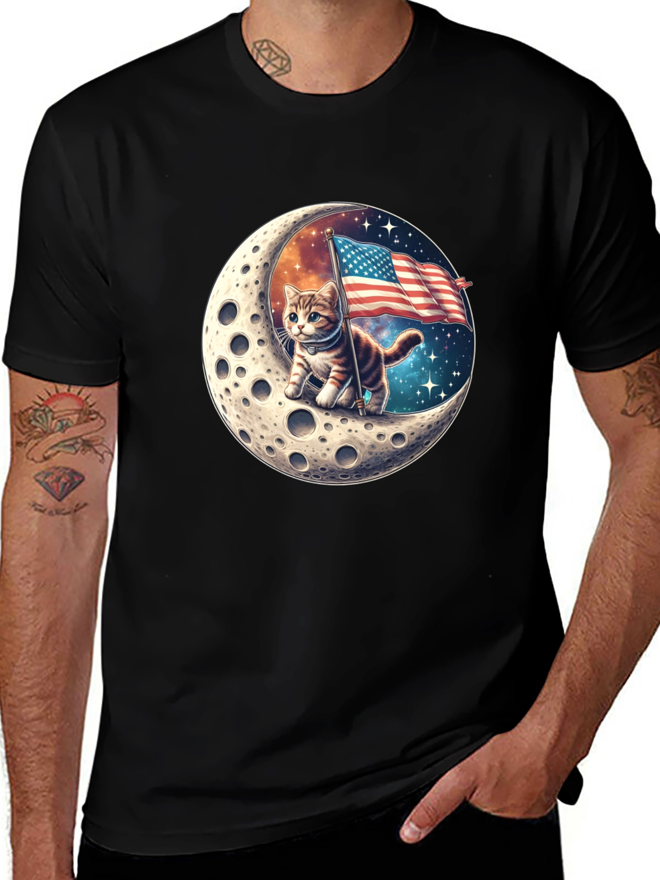 Patriotic Moon Cat T-Shirt