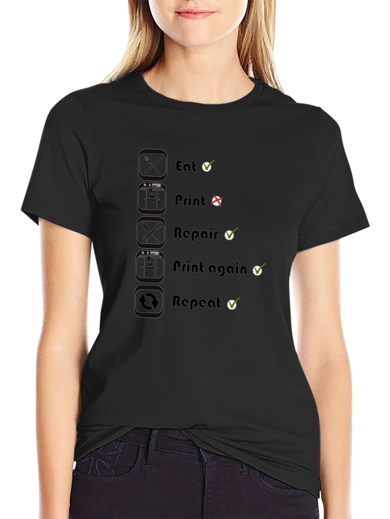 Eat Print Repair Funny Graphic T-Shirt