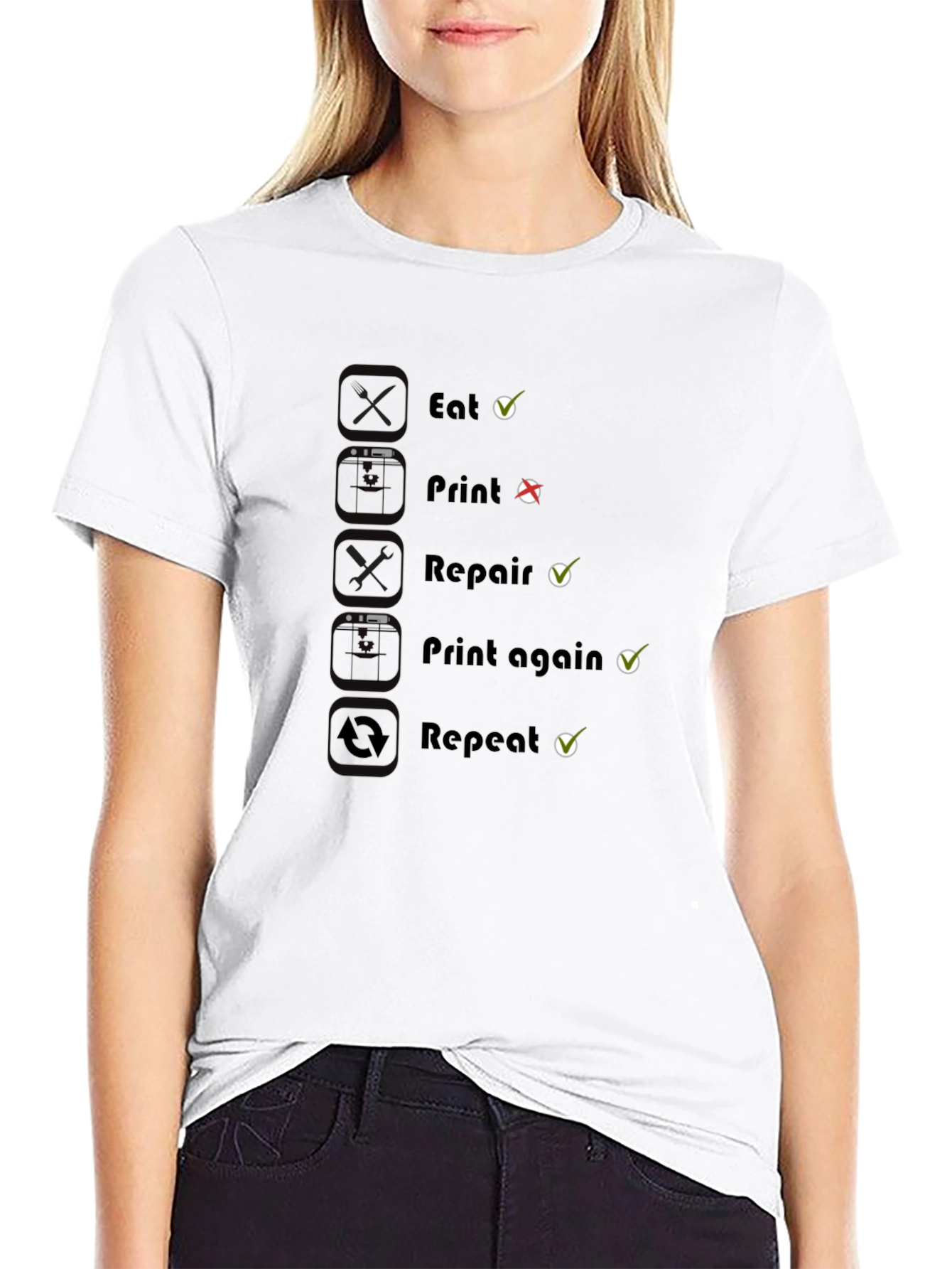 Eat Print Repair Funny Graphic T-Shirt