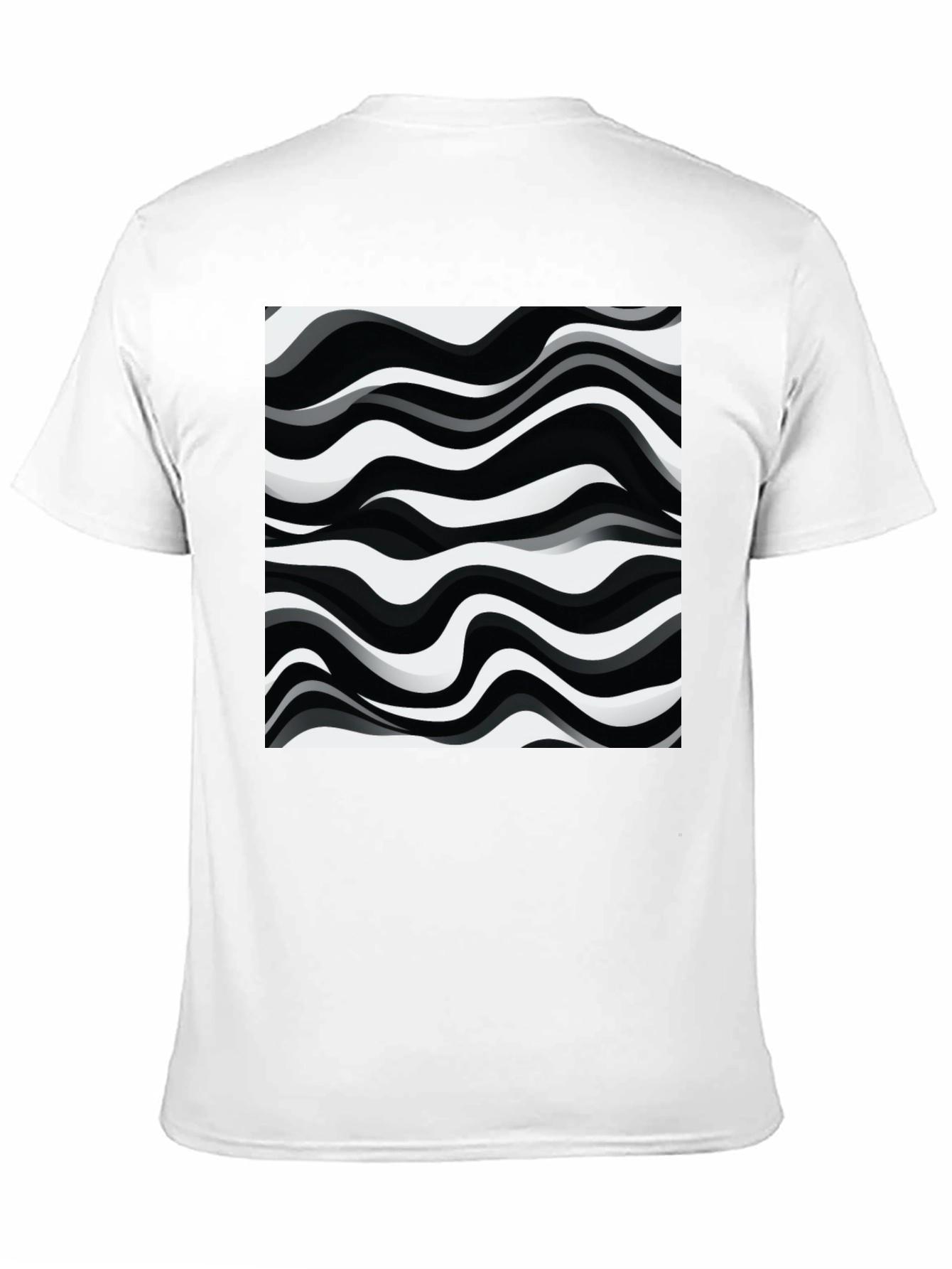 Abstract Wave Pattern Graphic Tee - Black