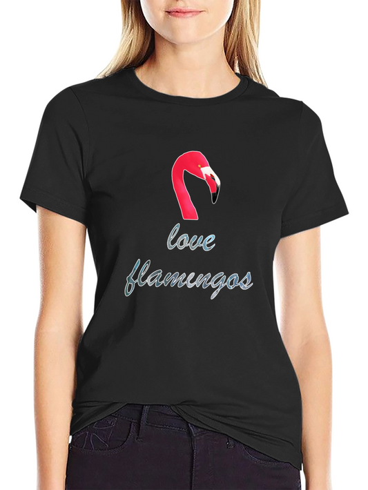 Love Flamingos Black T-Shirt