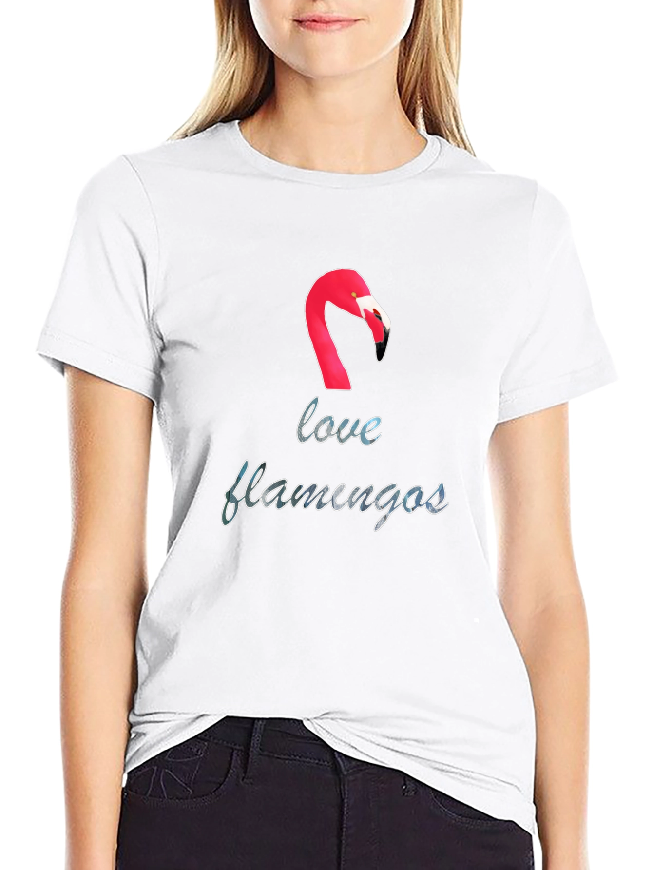 Love Flamingos Black T-Shirt