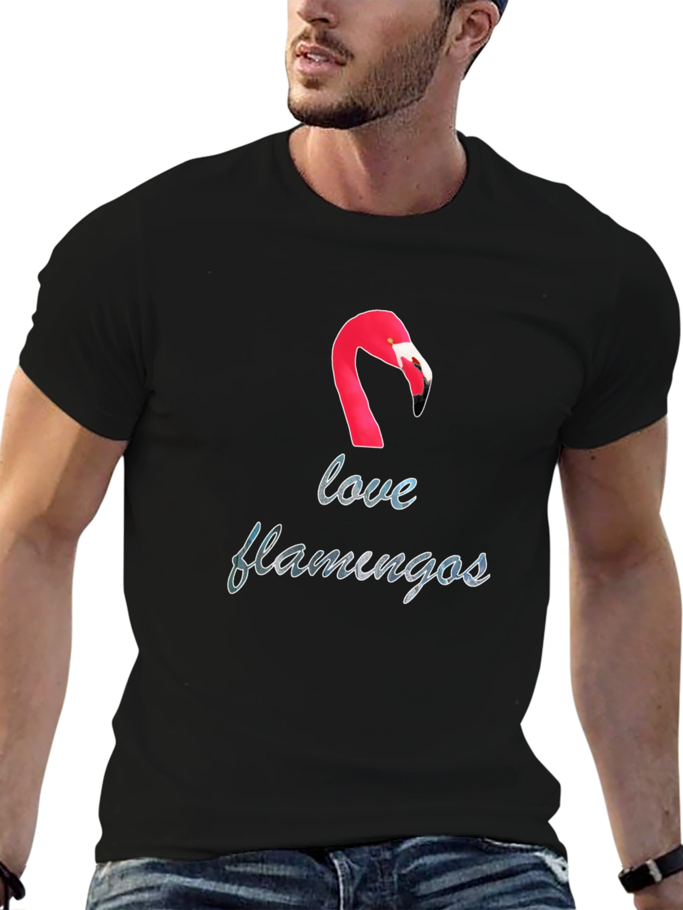 Love Flamingos Black T-Shirt