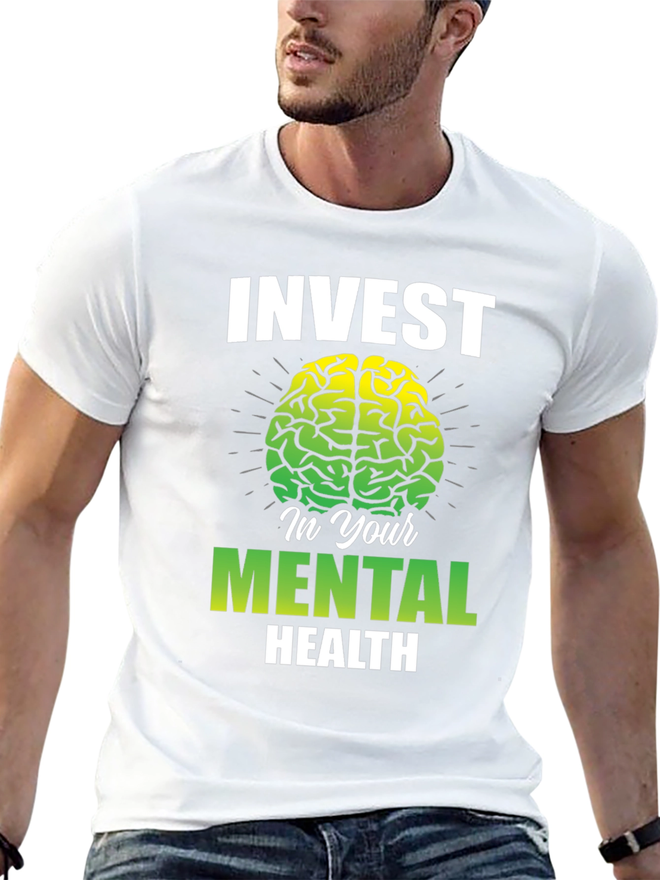 Invest In Your Mental Health T-Shirt - Brain Graphic