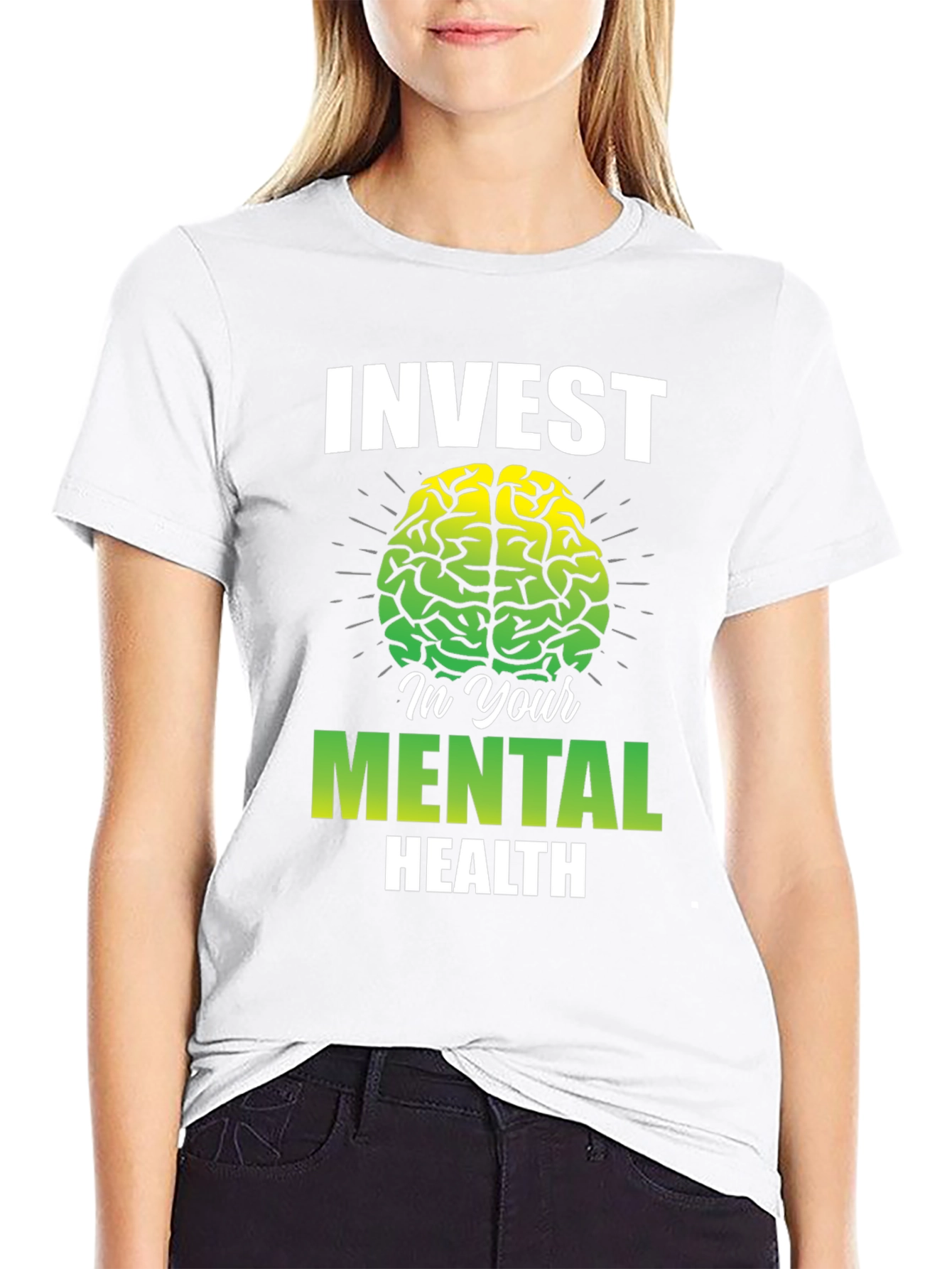 Invest In Your Mental Health T-Shirt - Brain Graphic