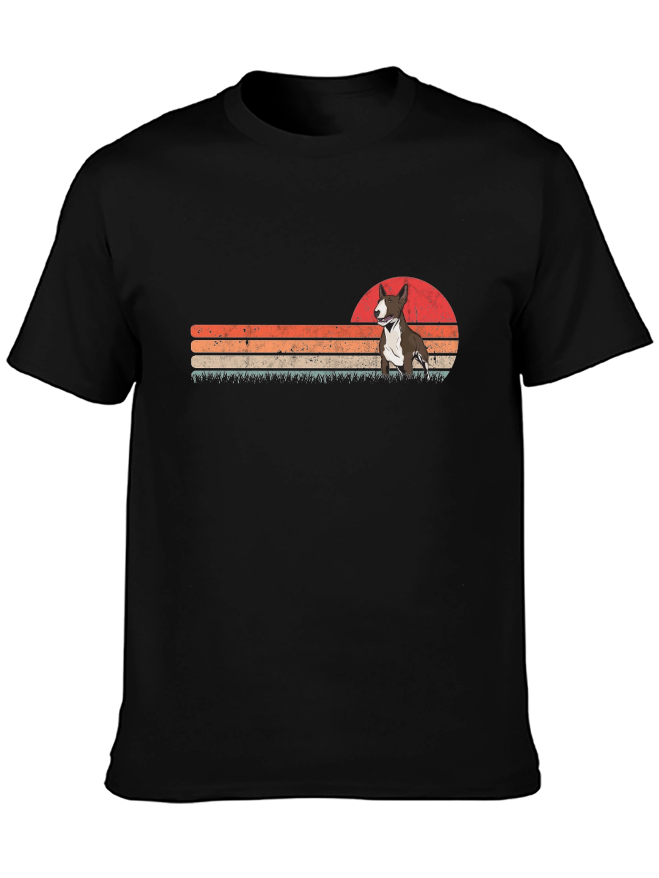 Retro Bull Terrier Graphic Tee - Black