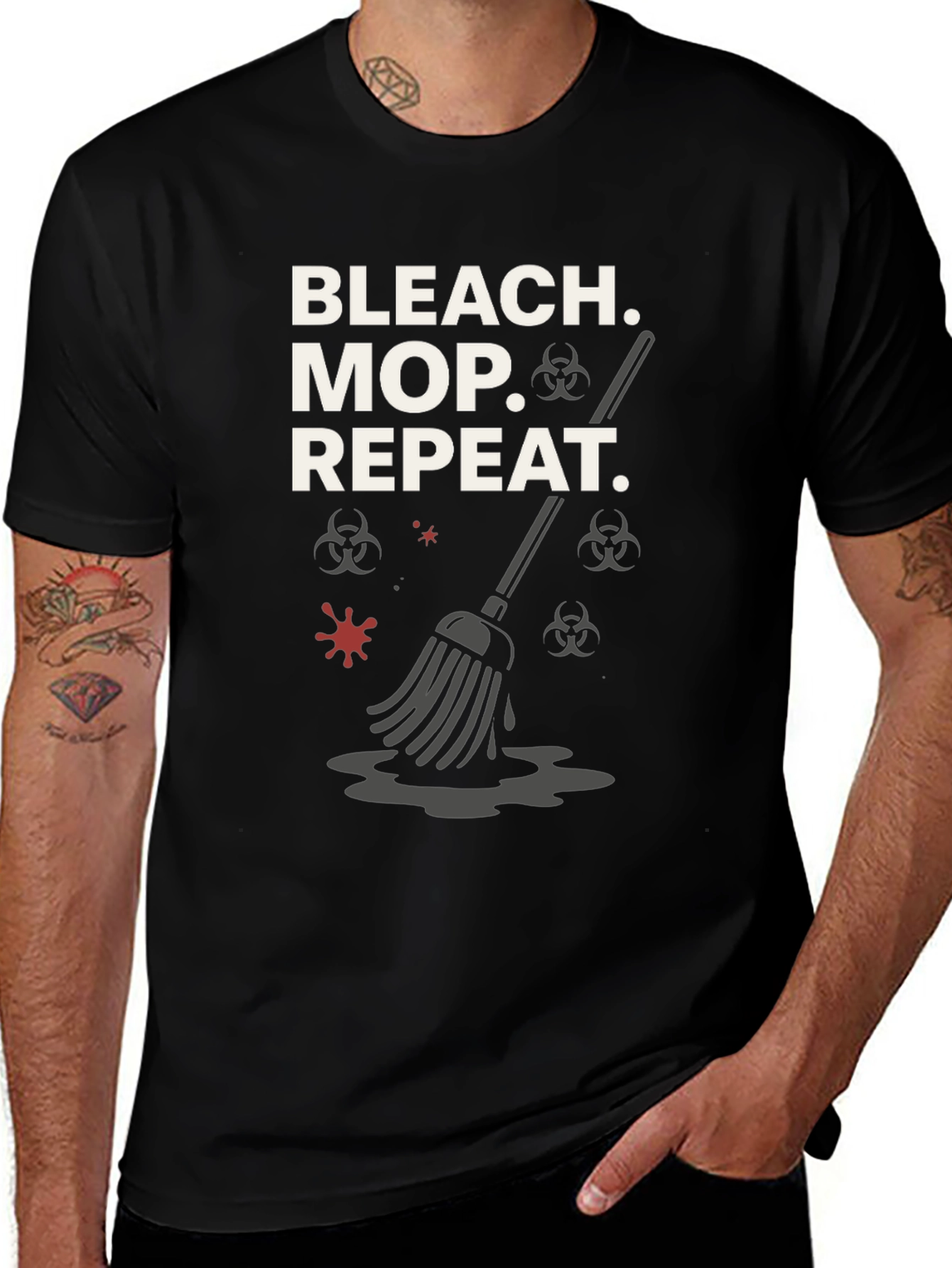 Bleach Mop Repeat T-Shirt - Cleaning Crew Gift