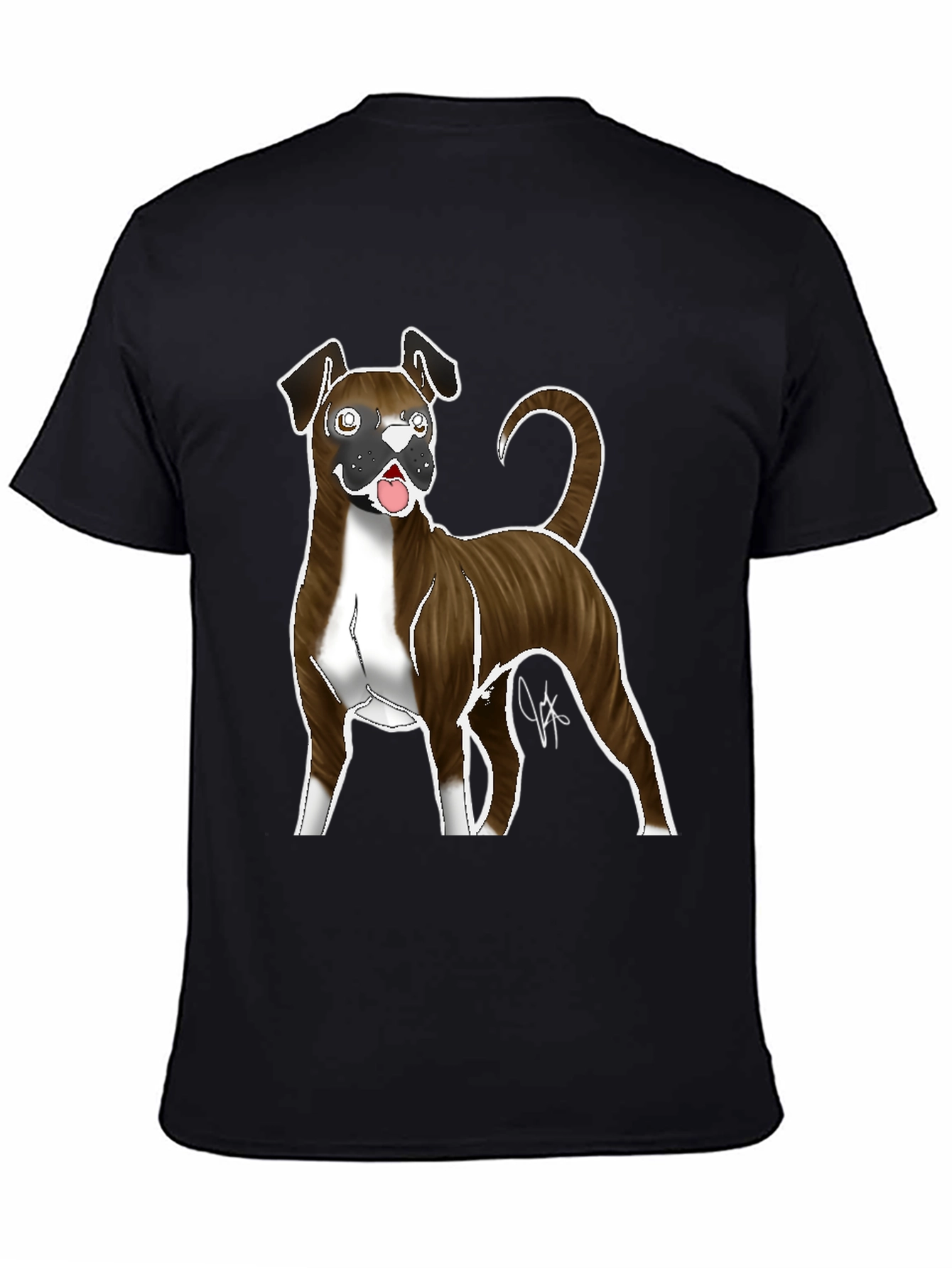 Boxer Dog Graphic Tee - Mens Black T-Shirt