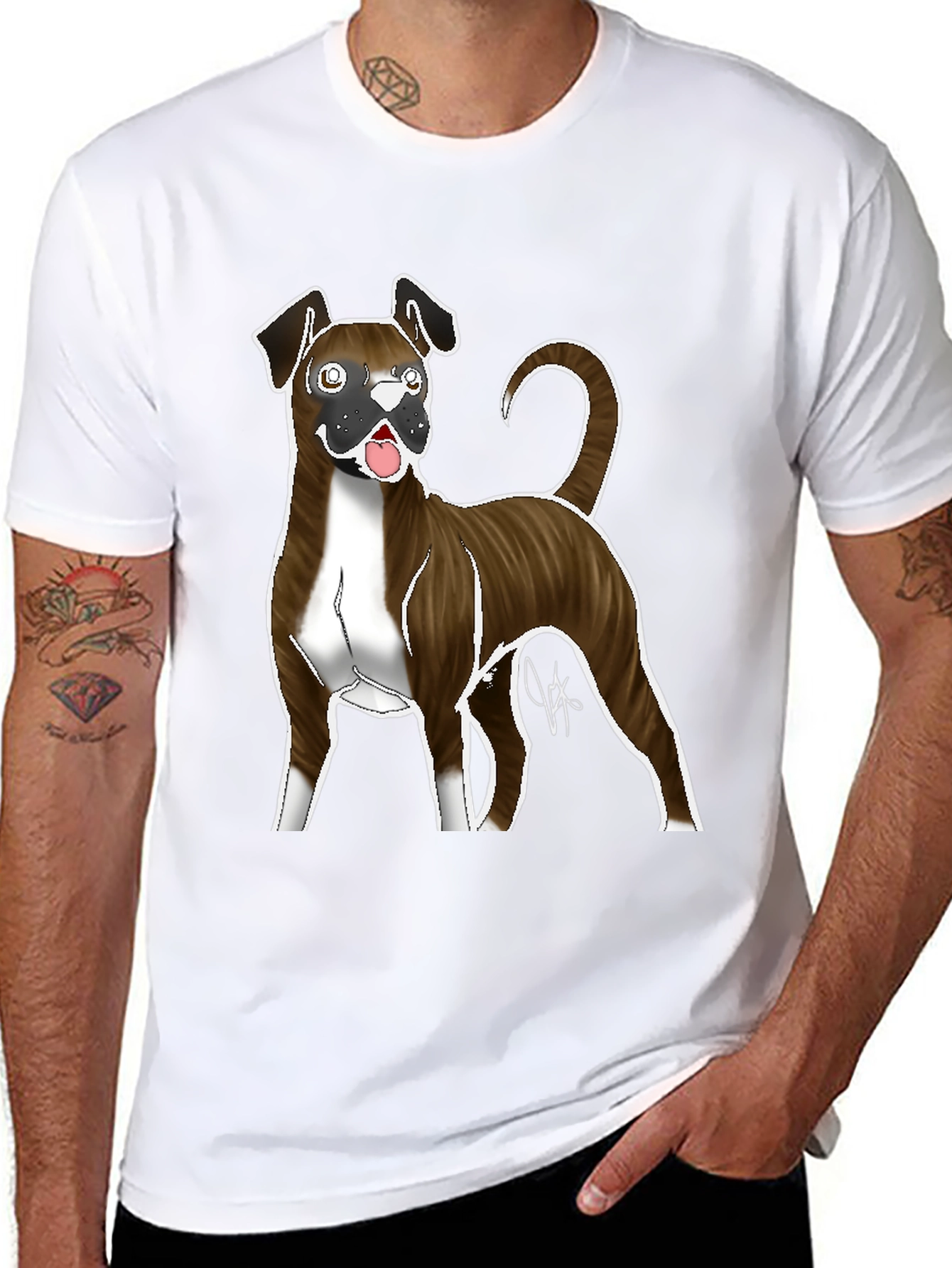 Boxer Dog Graphic Tee - Mens Black T-Shirt