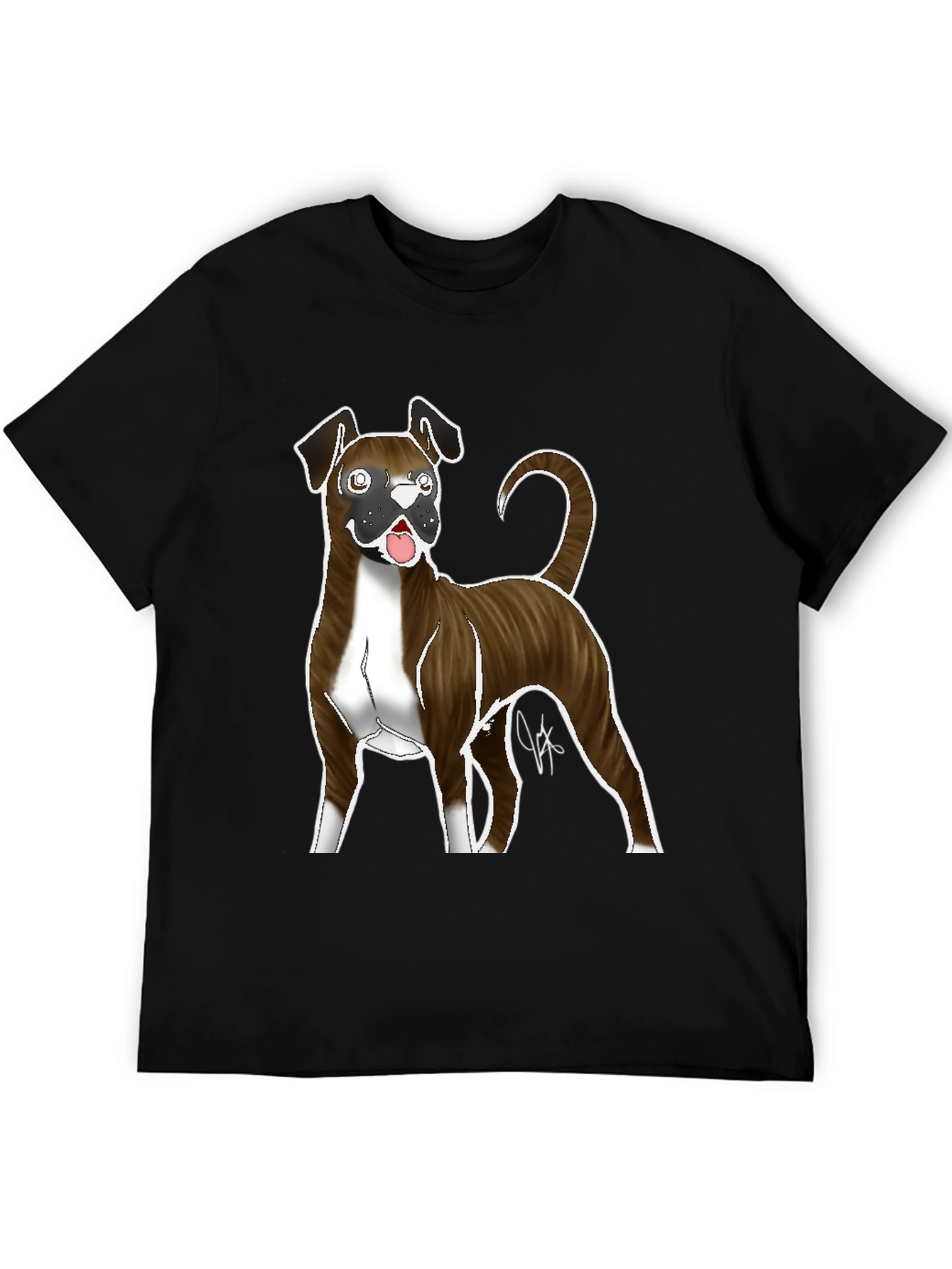 Boxer Dog Graphic Tee - Mens Black T-Shirt