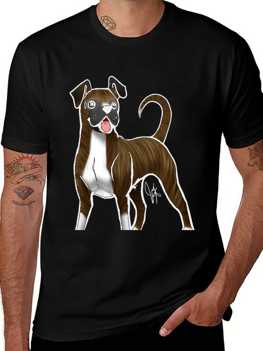 Boxer Dog Graphic Tee - Mens Black T-Shirt