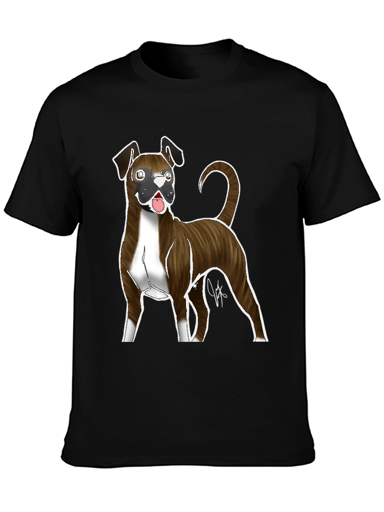 Boxer Dog Graphic Tee - Mens Black T-Shirt